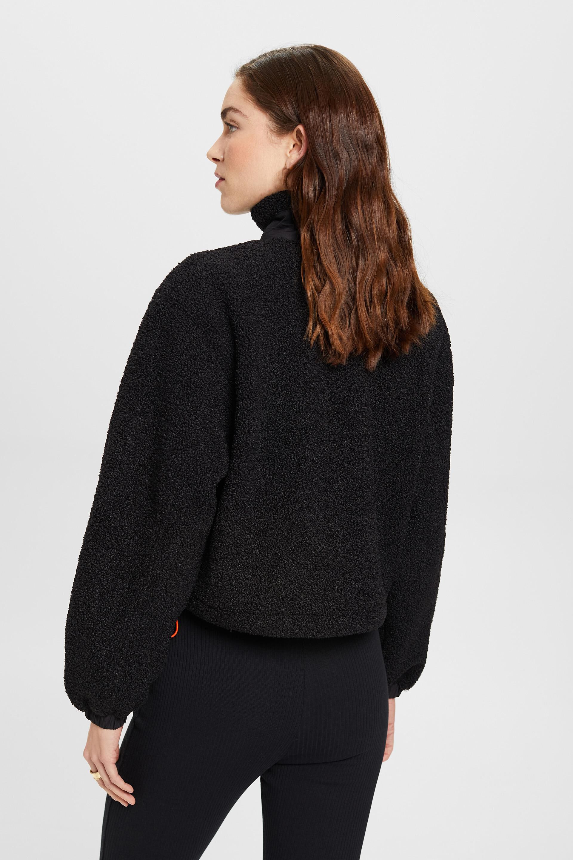 Esprit Damen Sweatshirt mit halbem aus Reißverschluss gemischtem Material