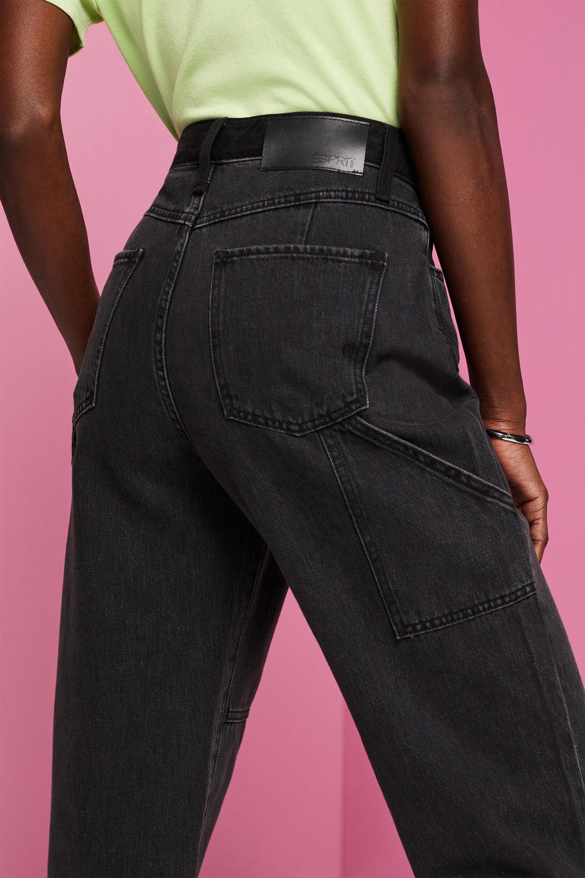 Esprit Damen Jeans mit weitem Bein Saum und asymmetrischem