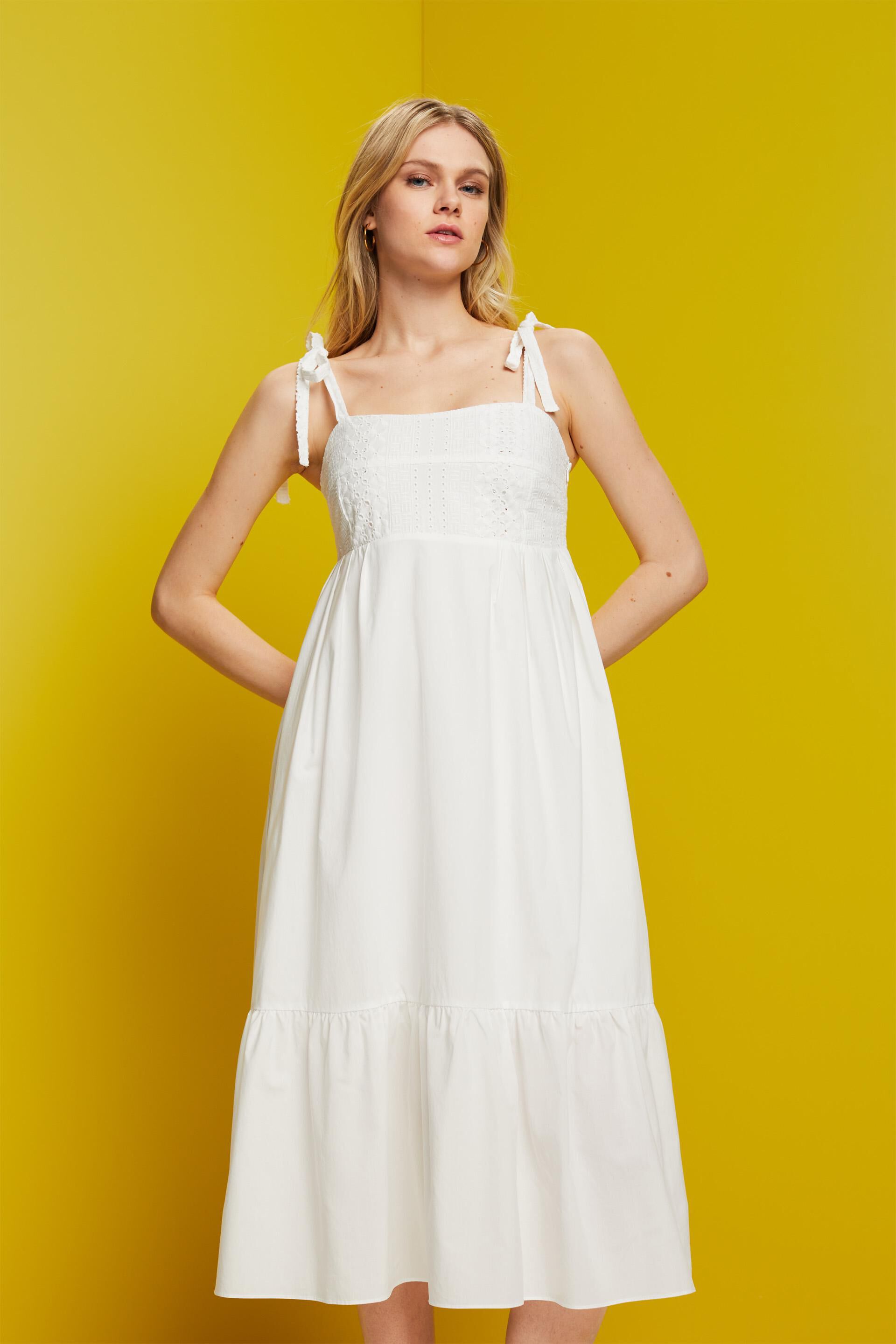 Esprit Damen Midi dress with embroidery, LENZING™ ECOVERO™