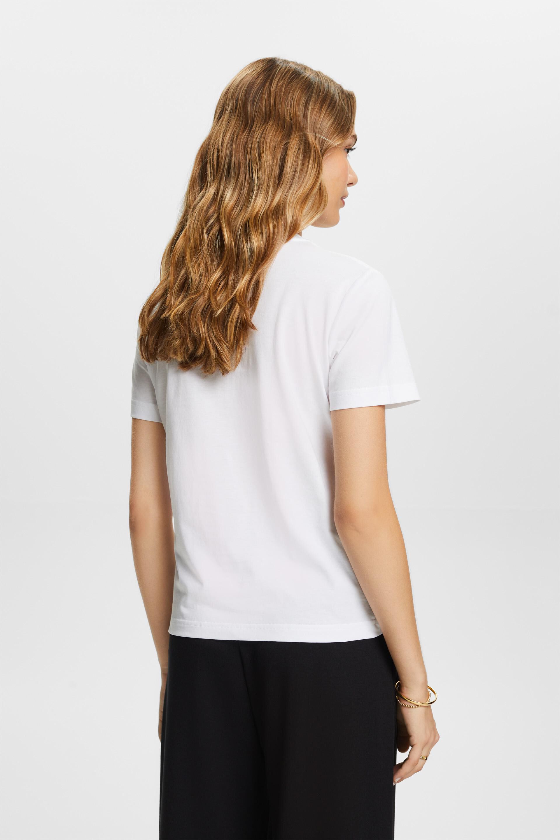 Esprit Damen T-Shirt mit Rundhalsausschnitt, 100 Baumwolle 