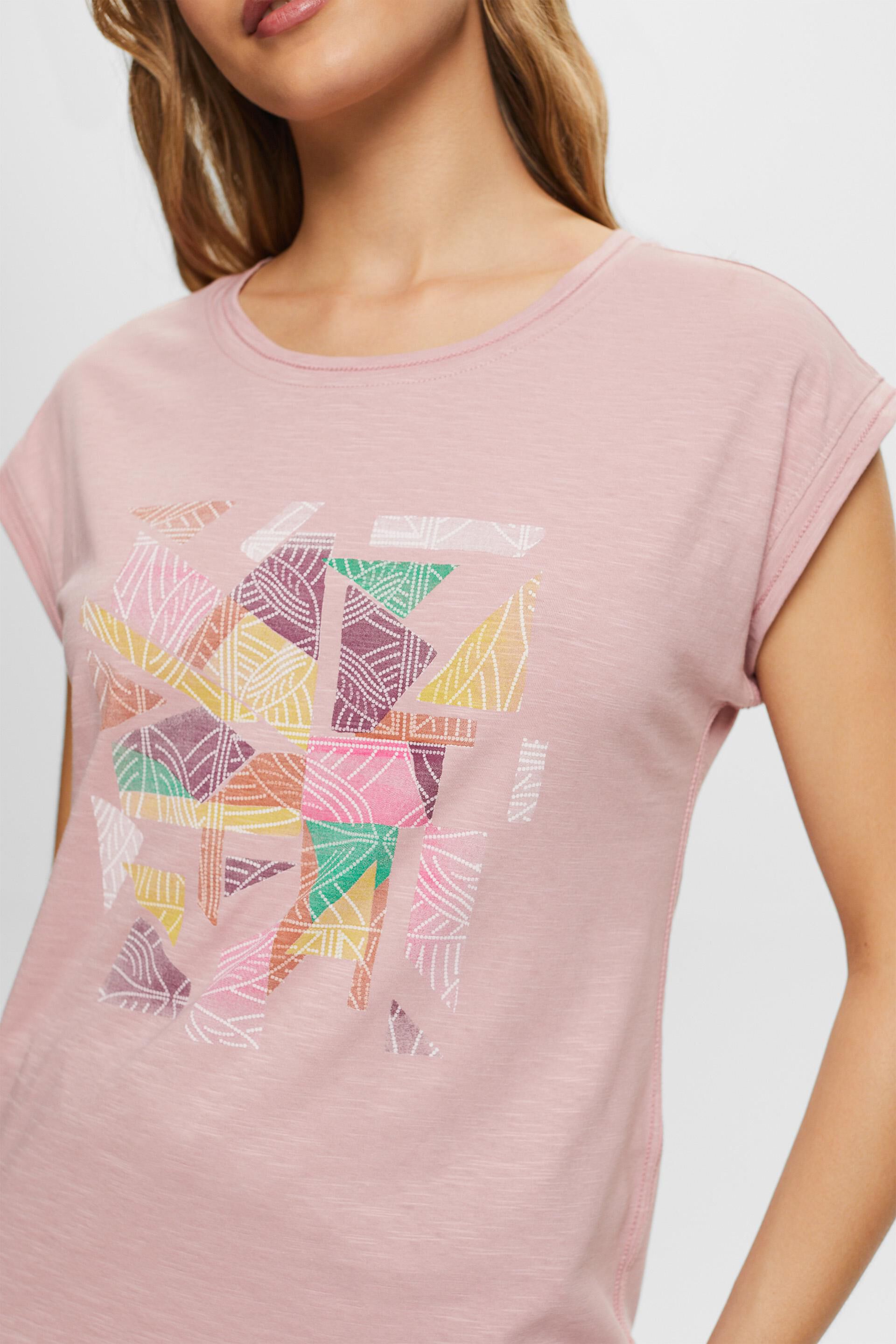 Esprit Damen T-Shirt mit Aufdruck, 100 Baumwolle 