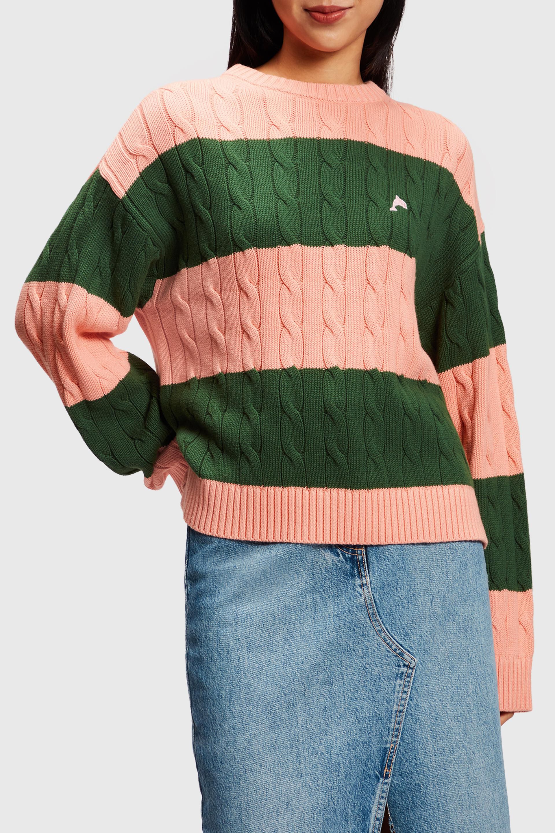 Esprit Damen Striped cable knit sweater