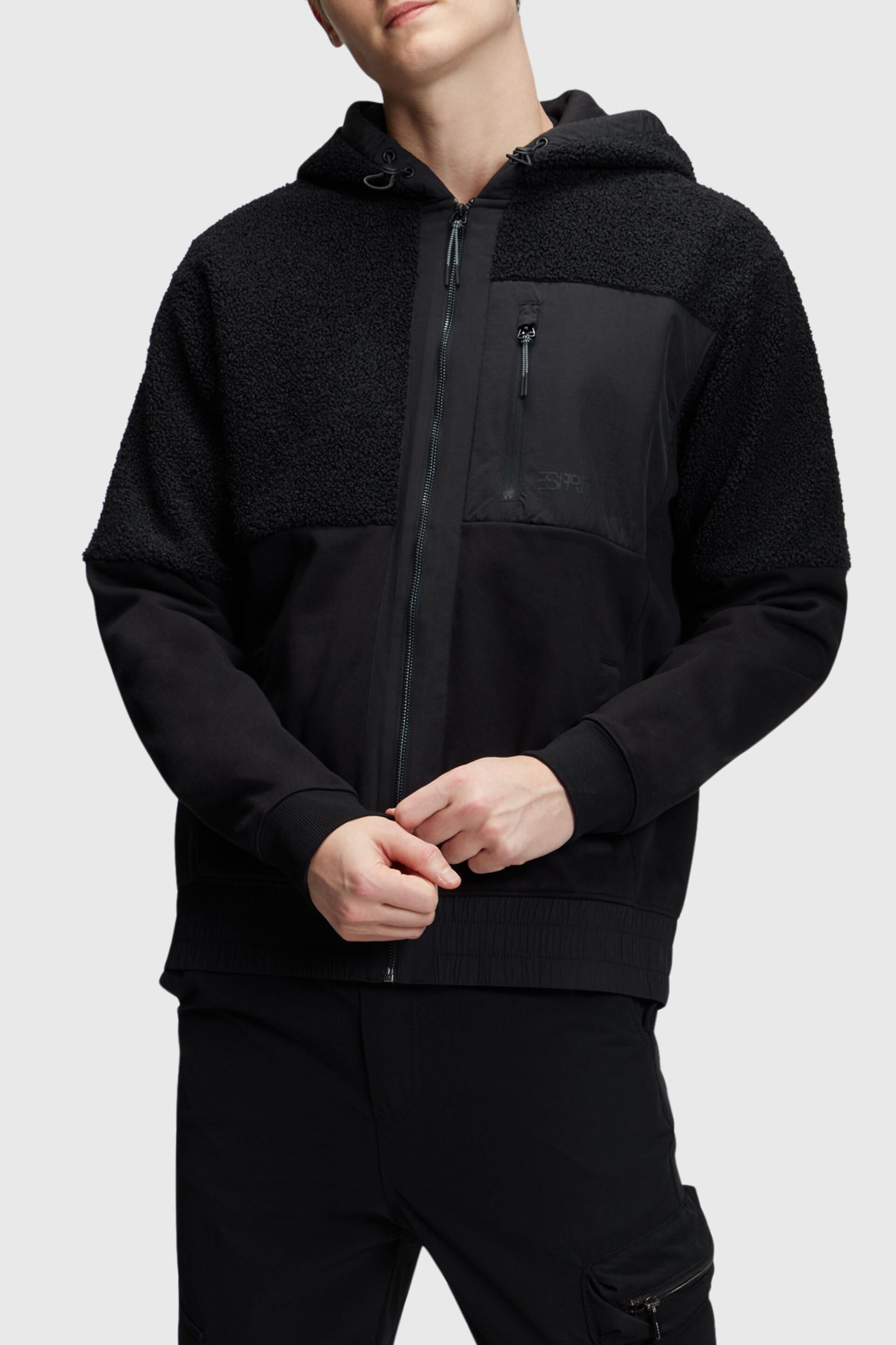 Esprit material Mixed zip-up hoodie