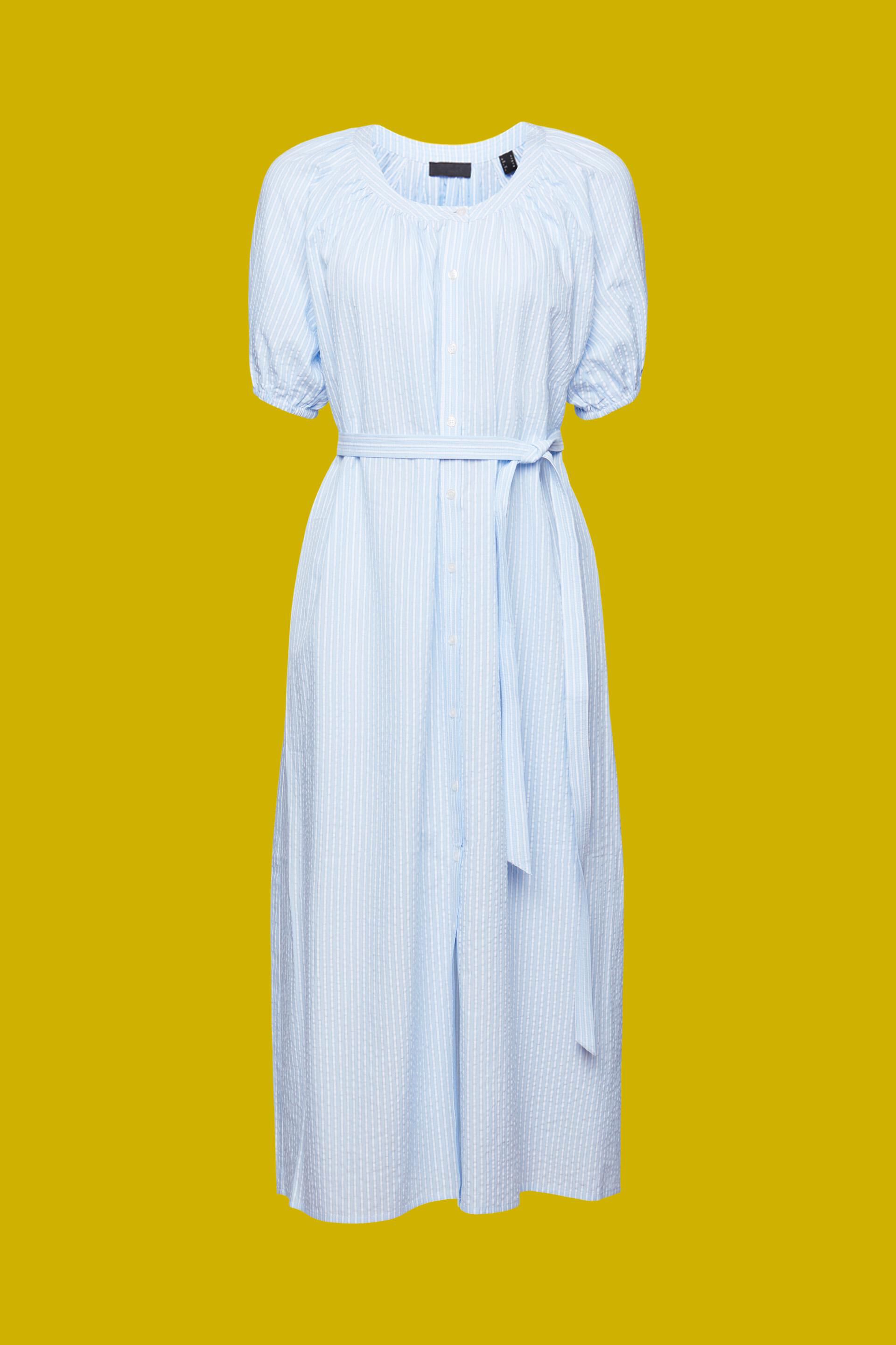Esprit mit Baumwollmischung Bindegürtel, Midi-Hemdkleid