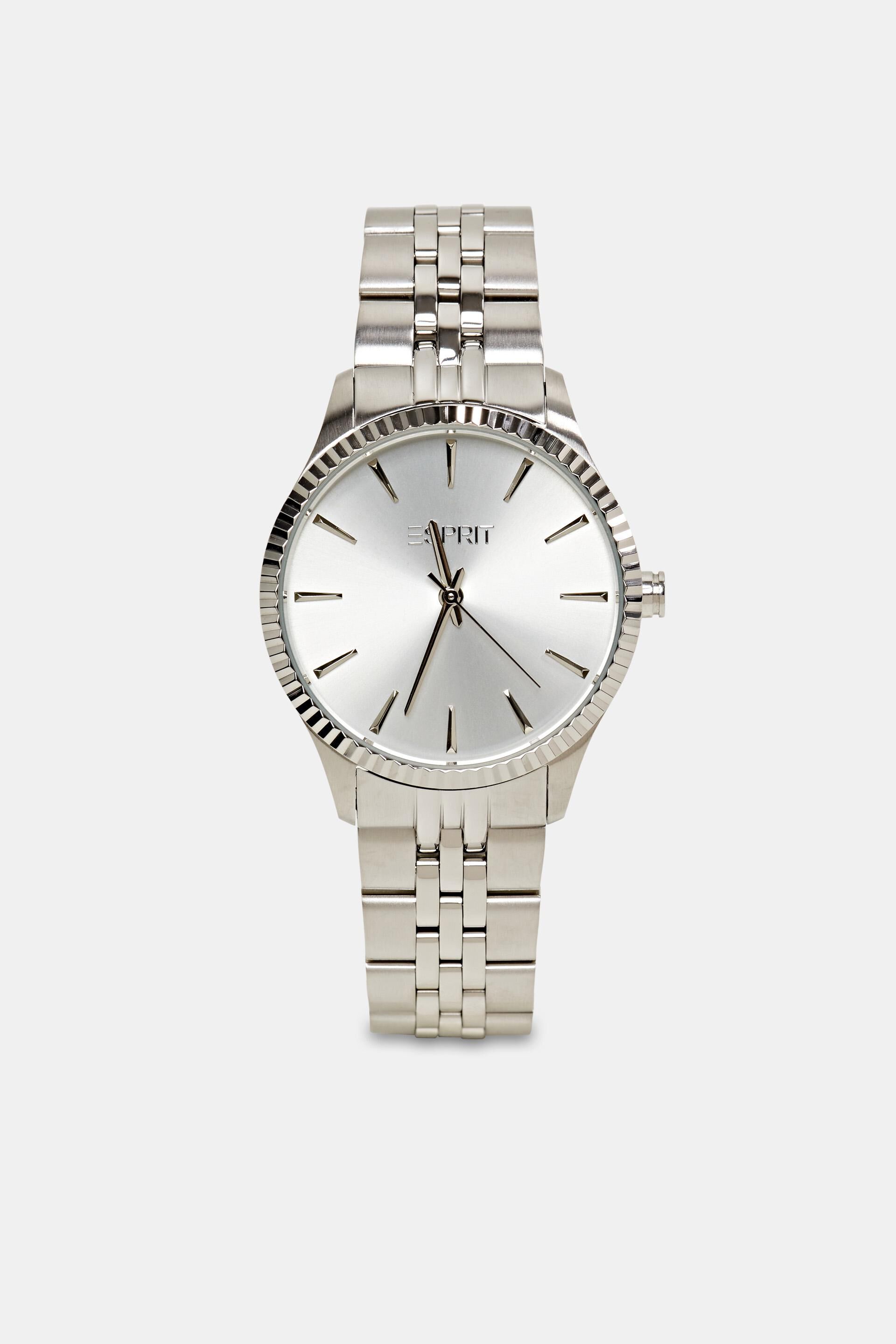Esprit Online Store Stainless steel watch with a corrugated bezel