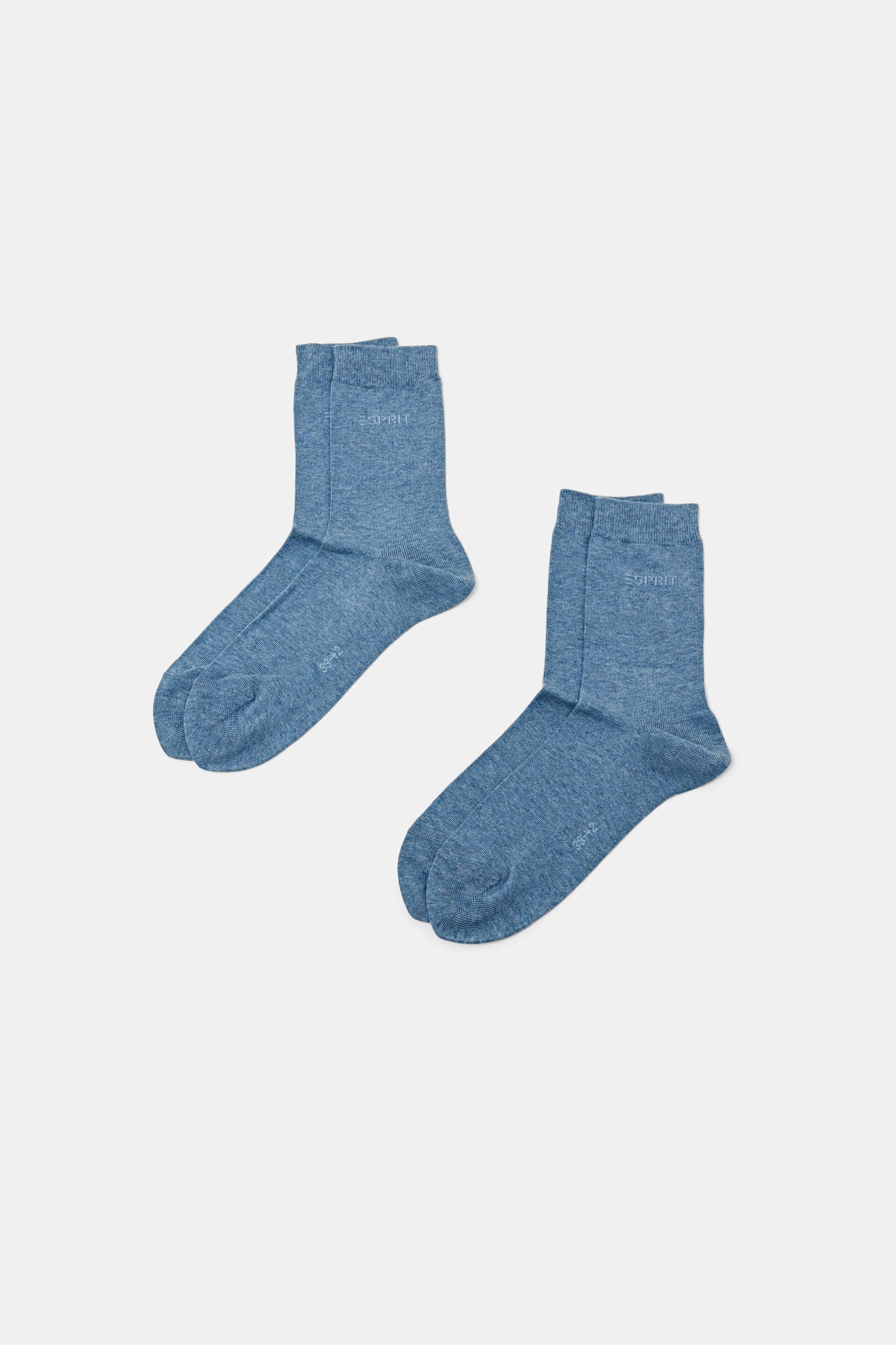 Esprit Online Store 2-pack of socks with knitted logo, organic cotton