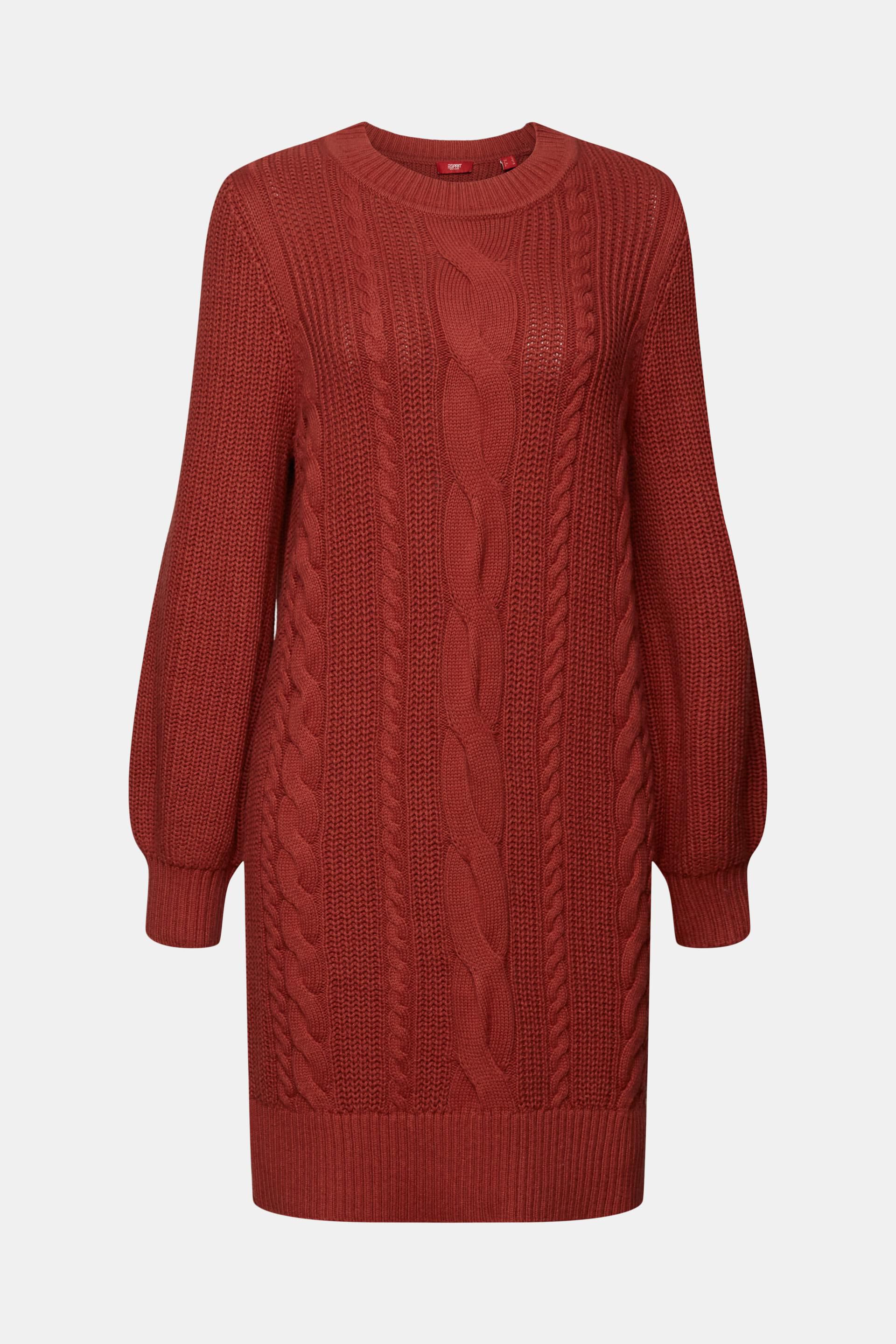 Esprit Damen Pulloverkleid aus mit Zopfmuster Wollmischung