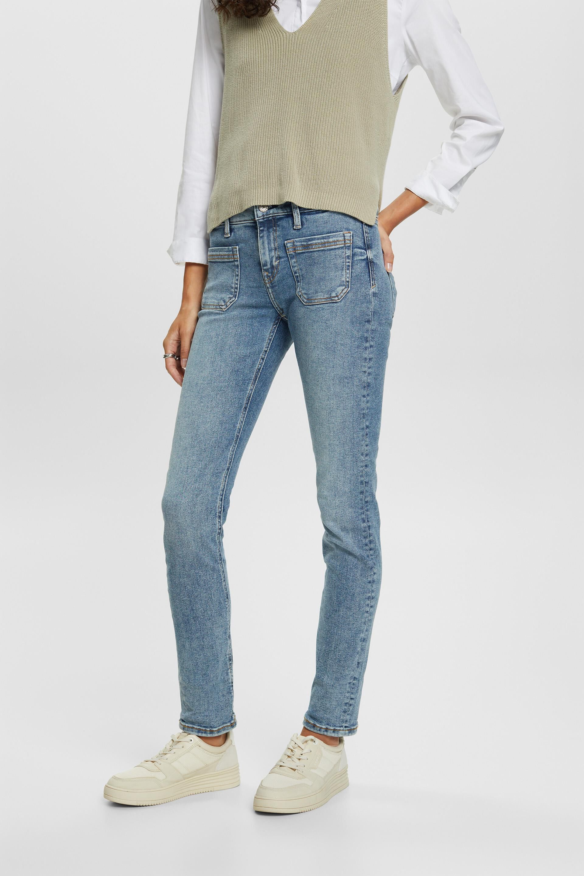 Esprit Damen Recycled: mid-rise slim jeans