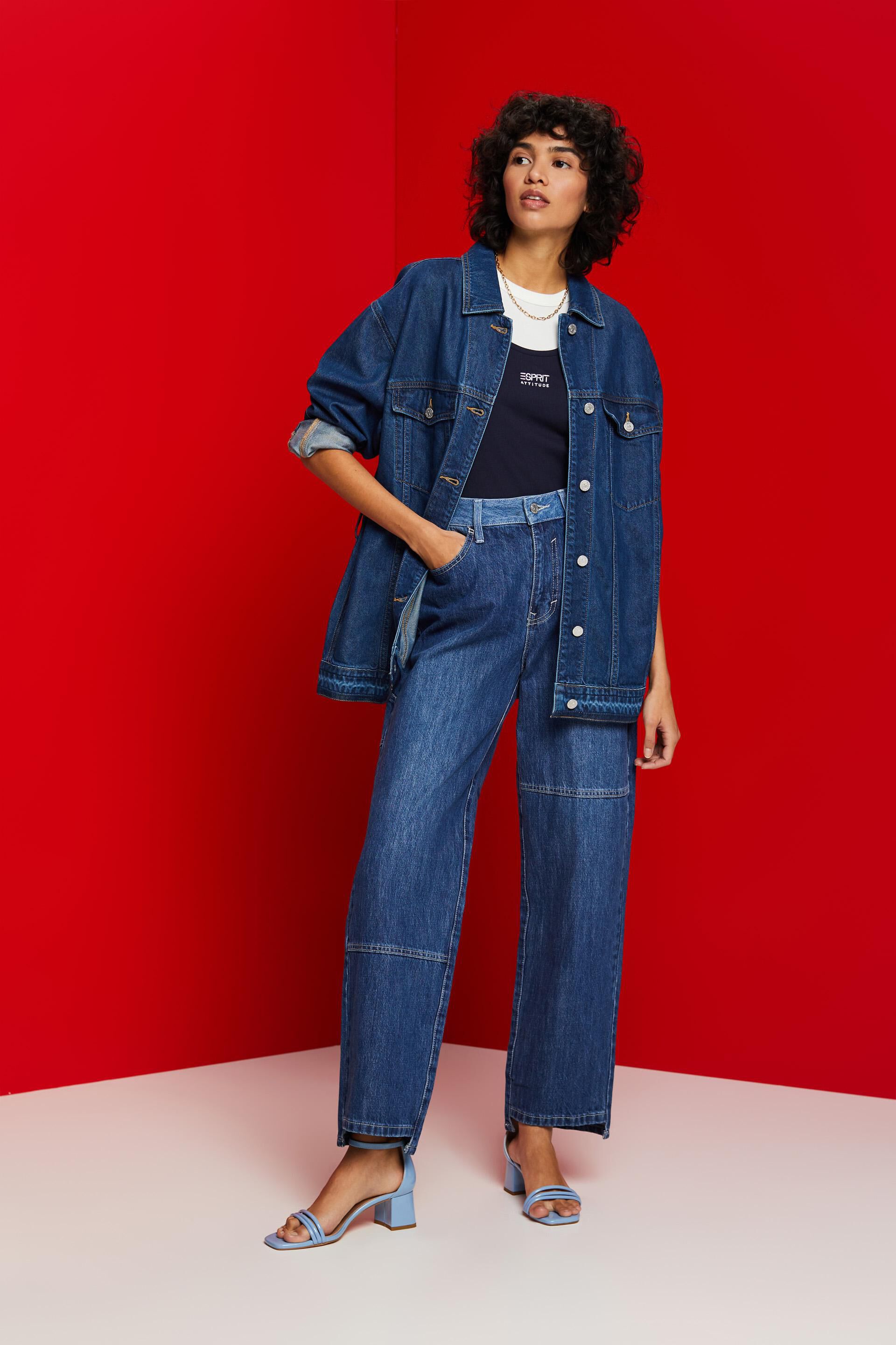 Esprit Damen Asymmetrische Jeans Stil weitem 90er der Bein im mit