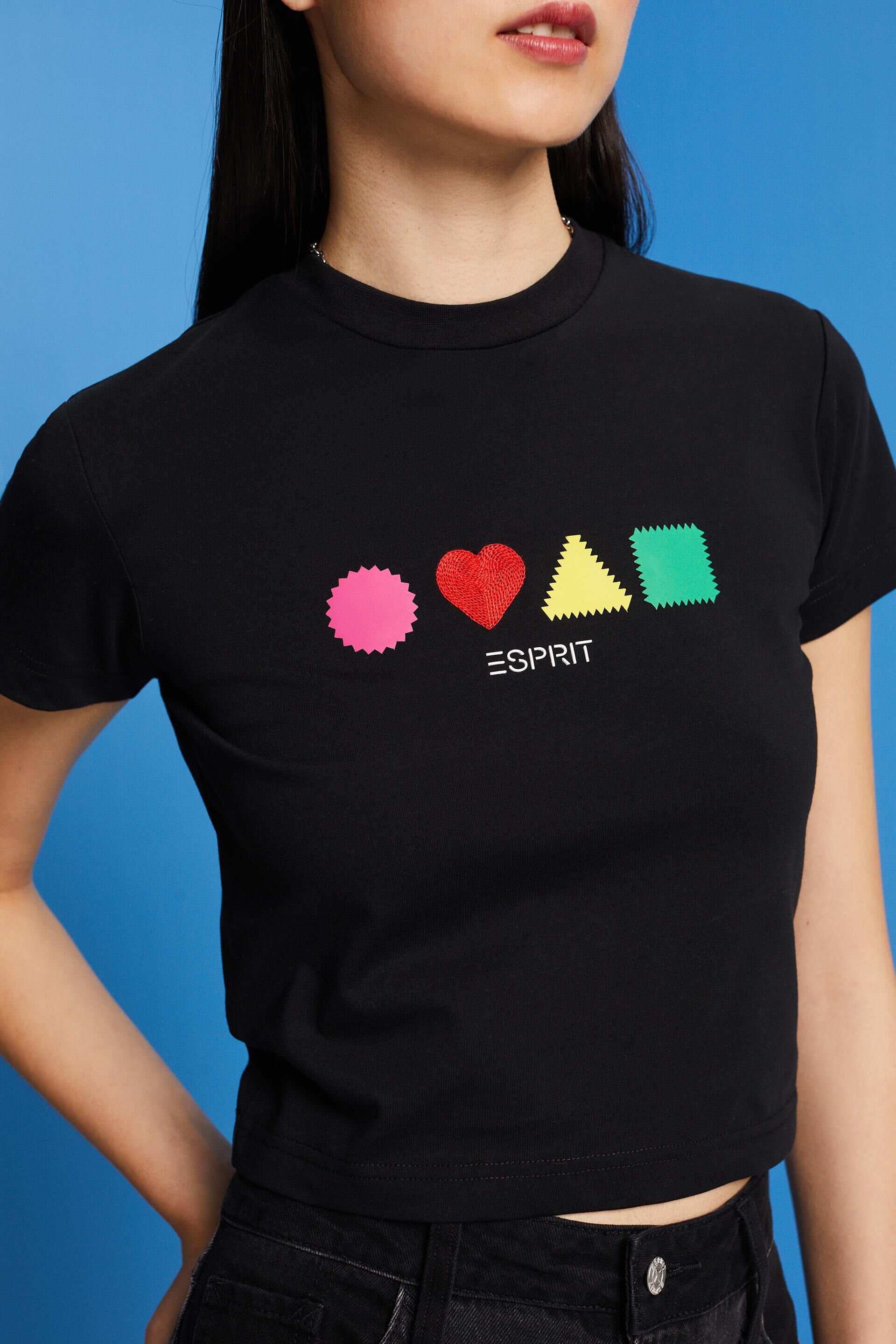 Esprit Geometrisches T-Shirt Bio-Baumwolle aus