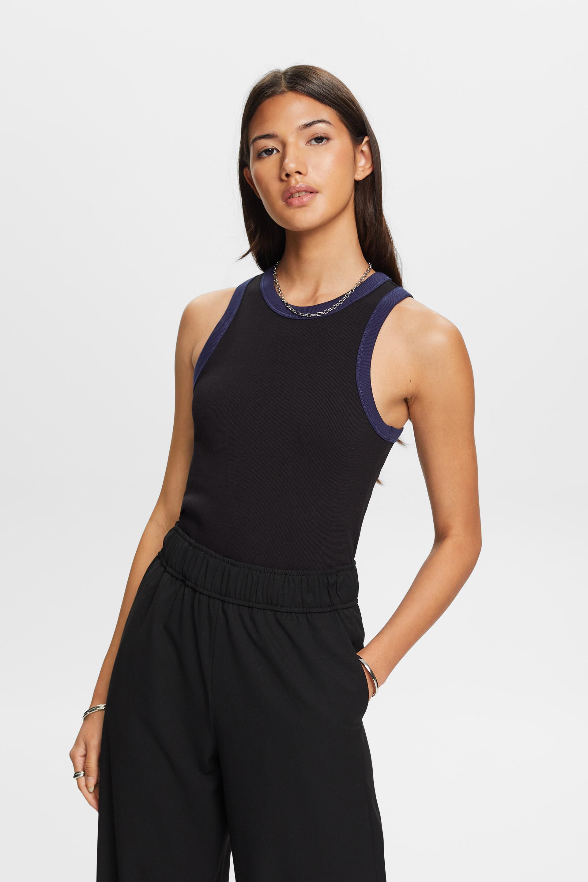 Esprit Ribbed cotton jersey stretch top, tank