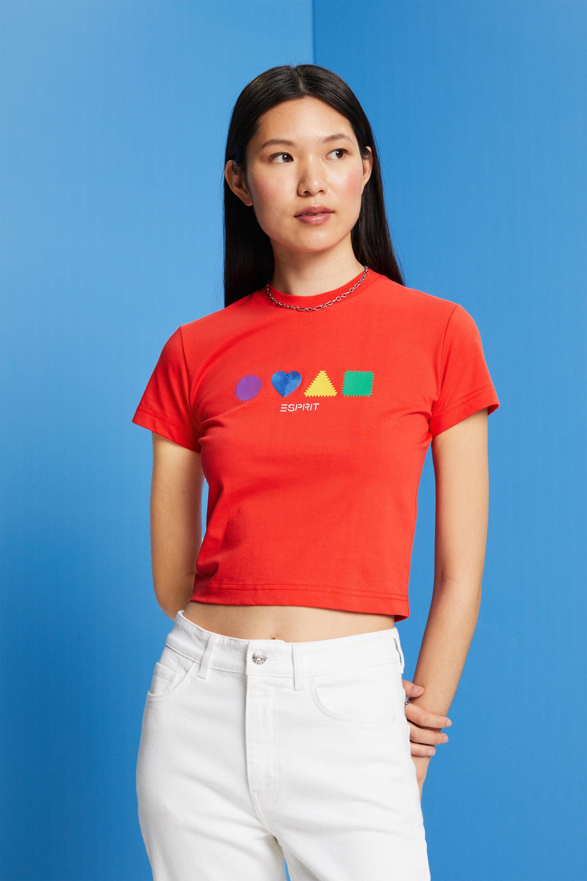 Esprit Damen Geometrisches T-Shirt aus Bio-Baumwolle