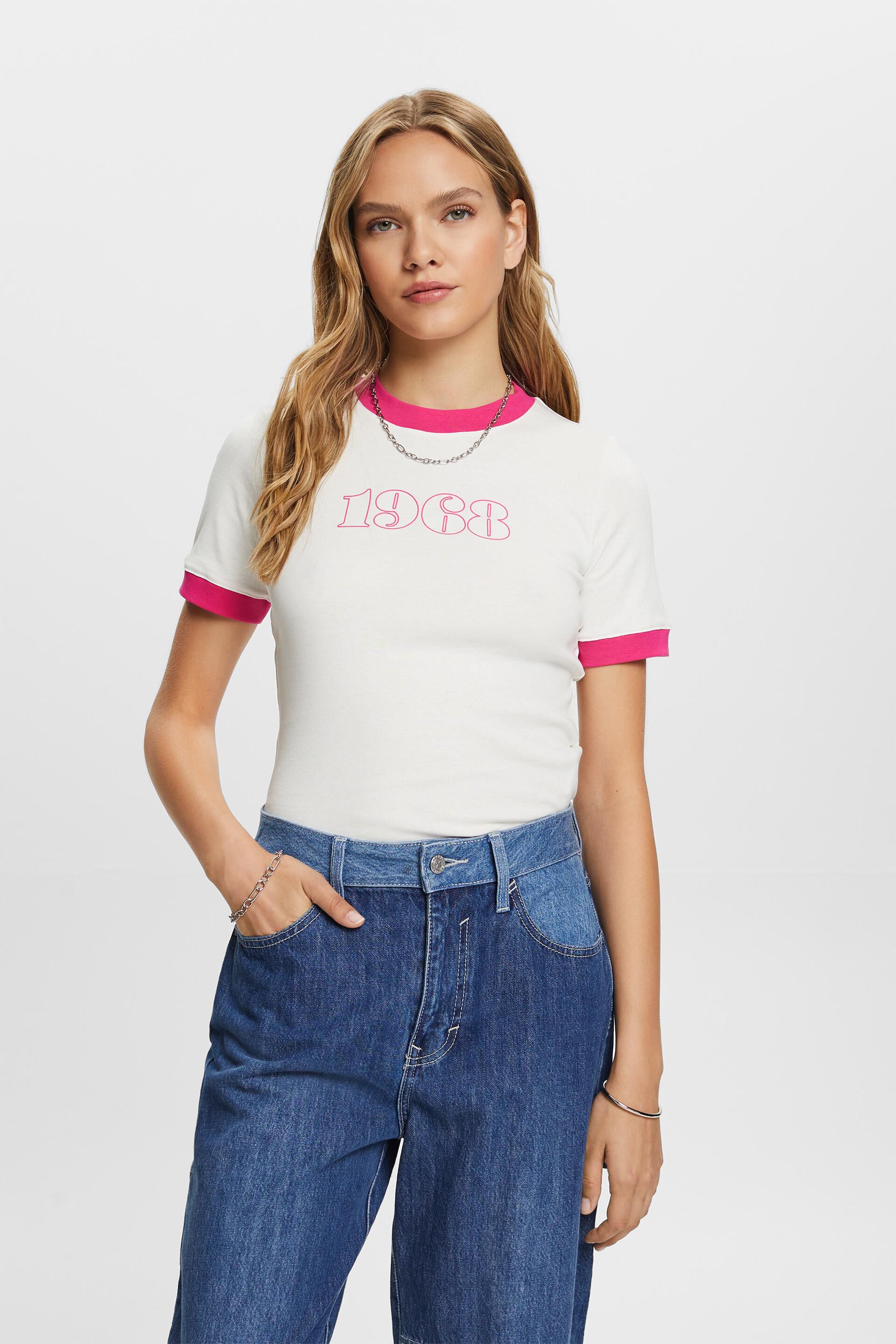 Esprit Damen T-Shirt aus Baumwolljersey mit Logo