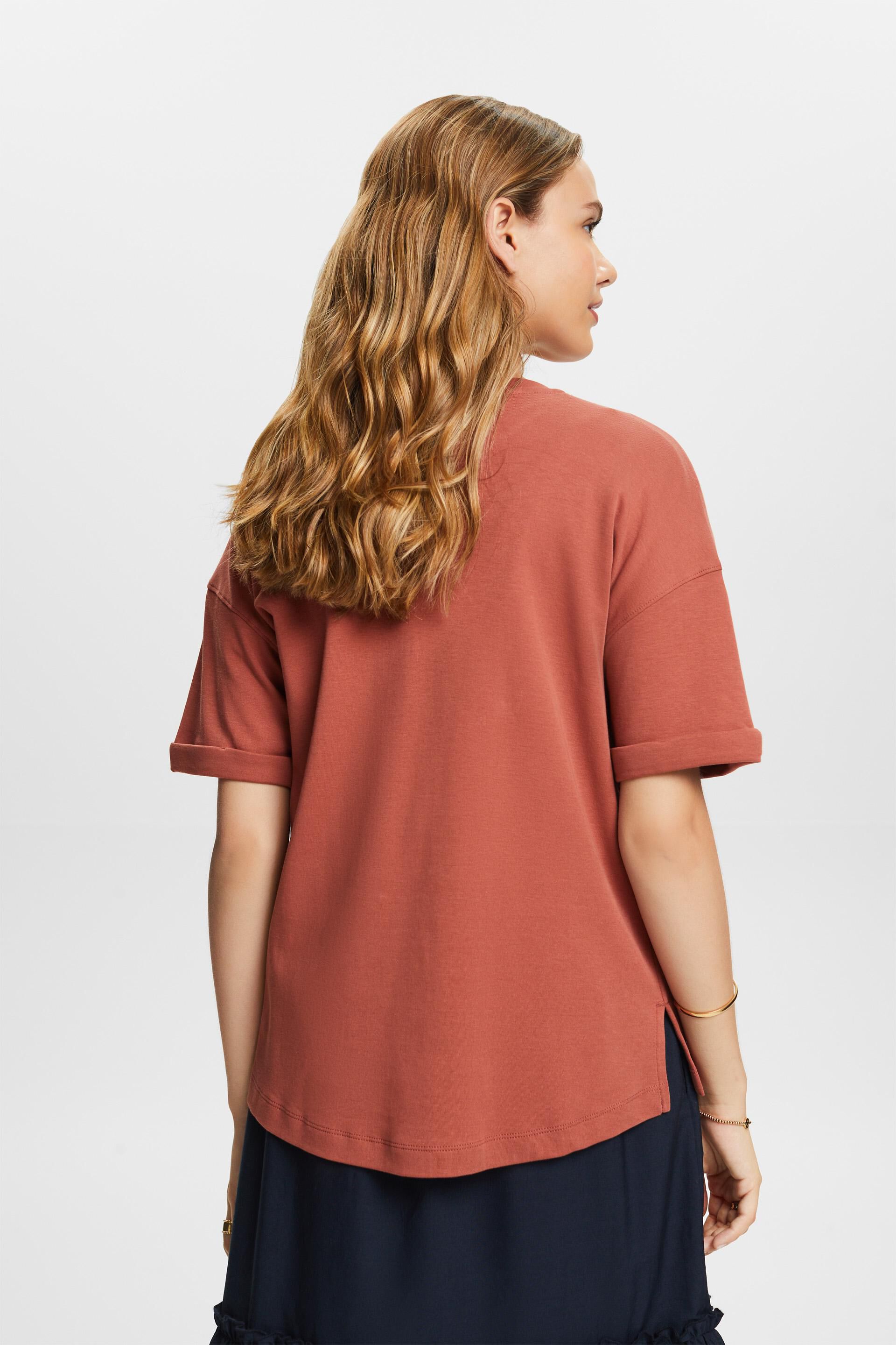 Esprit Damen Übergroßes T-Shirt mit aufgesetzter Tasche