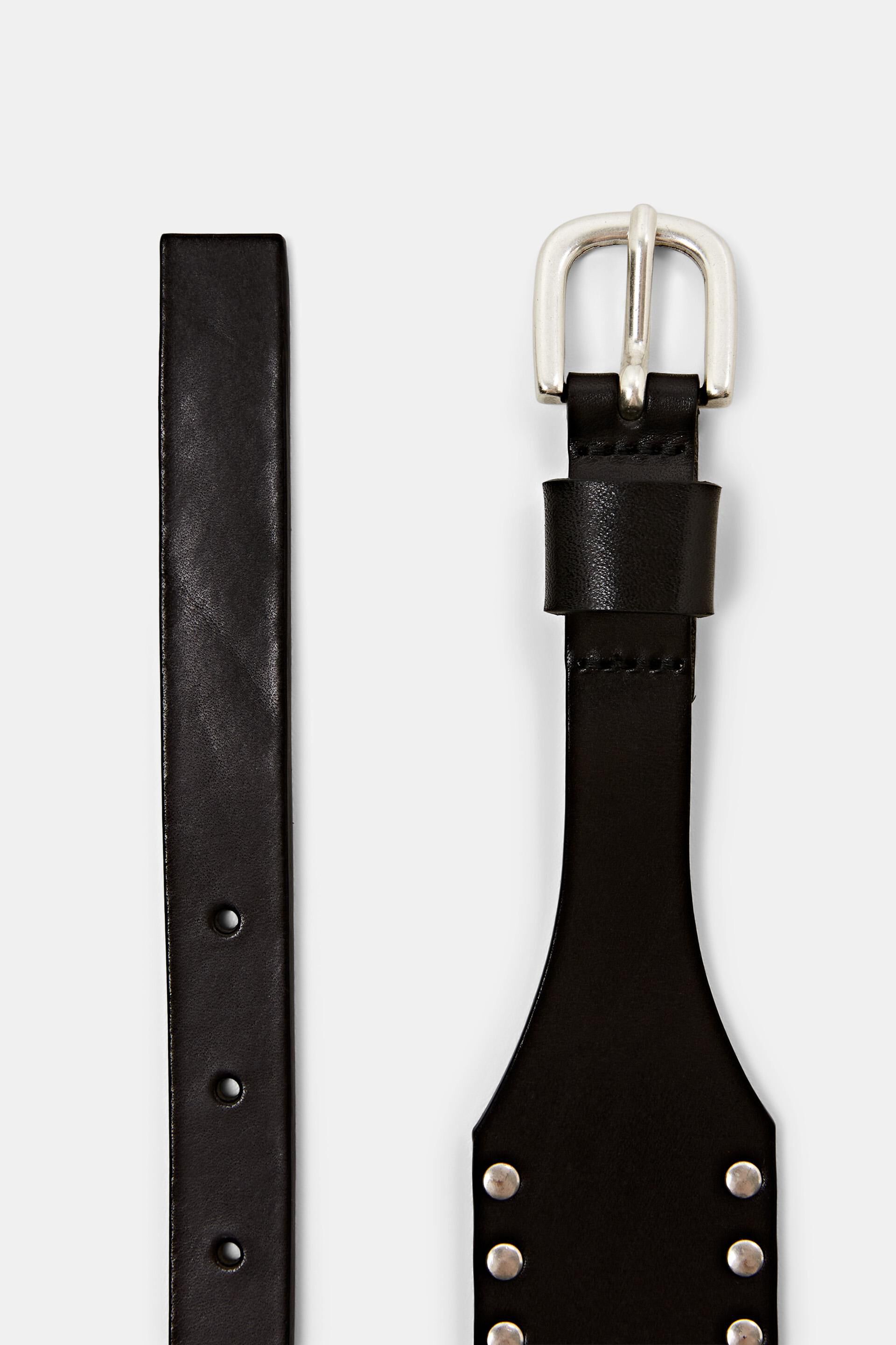 Esprit Online Store Taillengürtel mit Nieten, 100 % Leder echtes