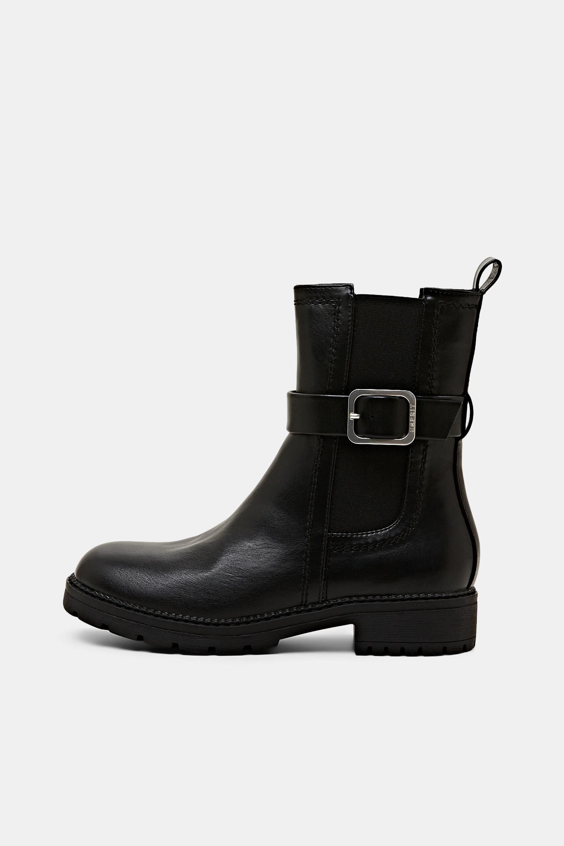 Esprit Vegan Leather Chelsea Buckle Detail Boots