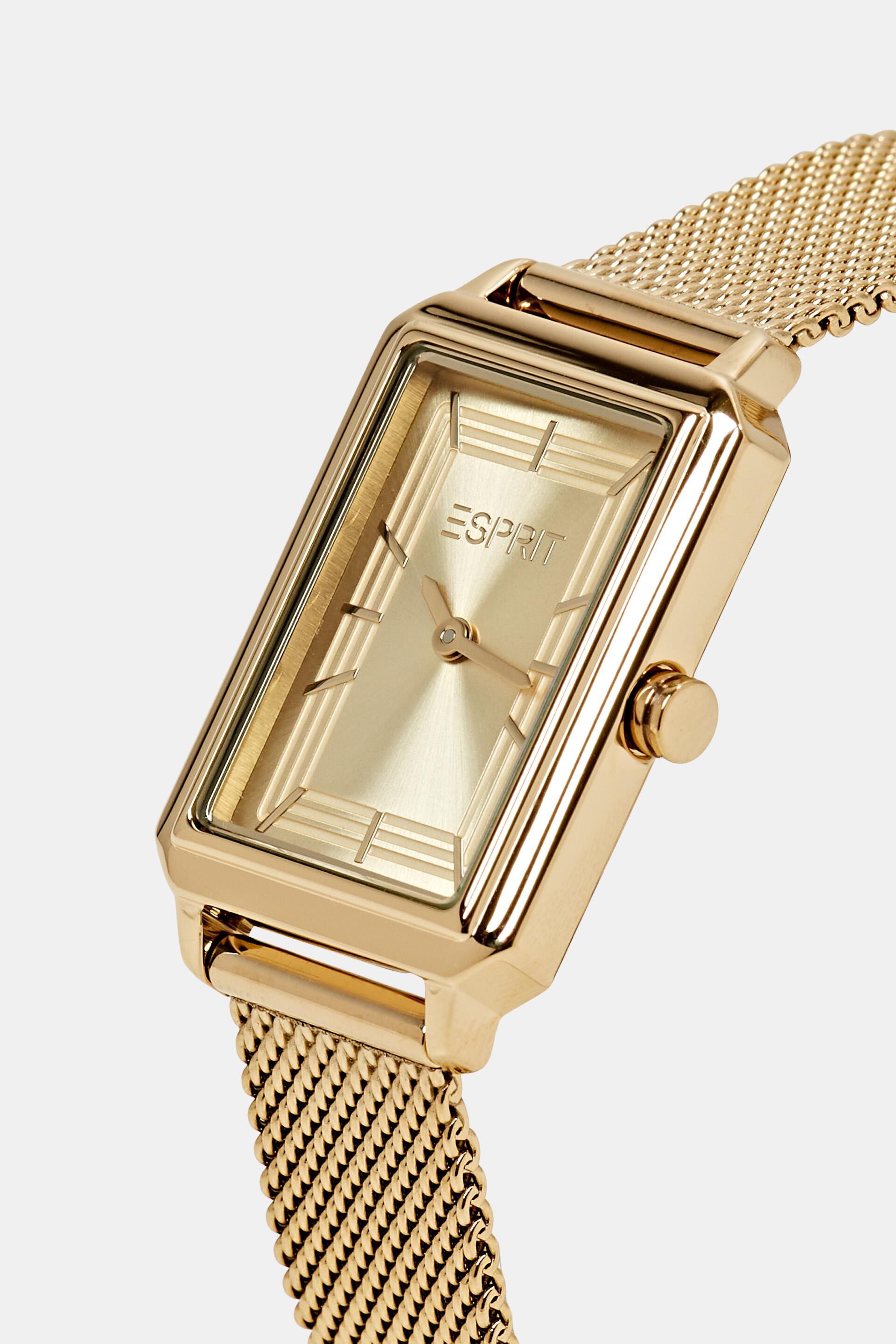 Esprit Online Store Quadratische Uhr mit Mesh-Armband
