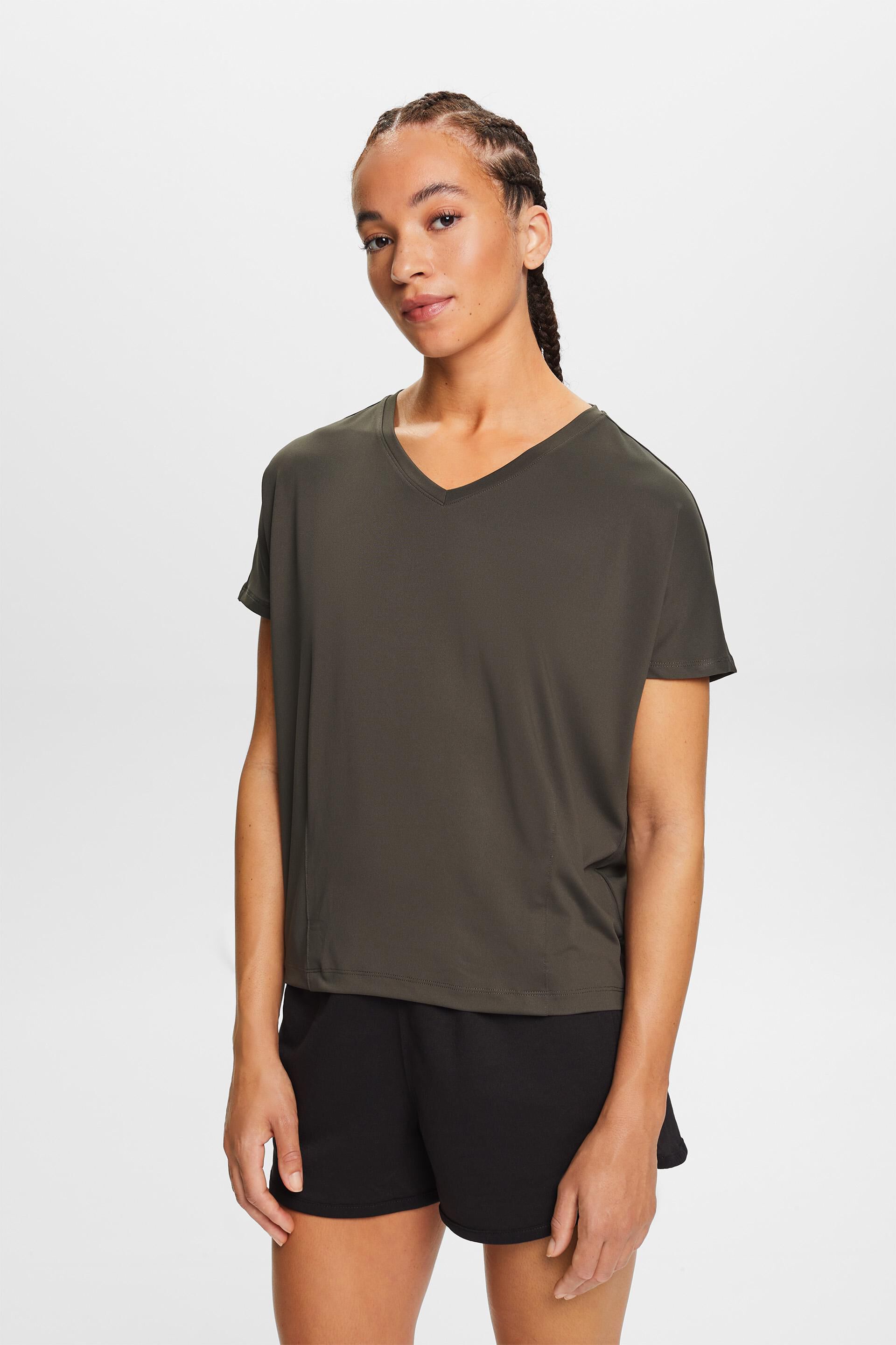 Online Shop Esprit Active v-neck t-shirt with E-DRY