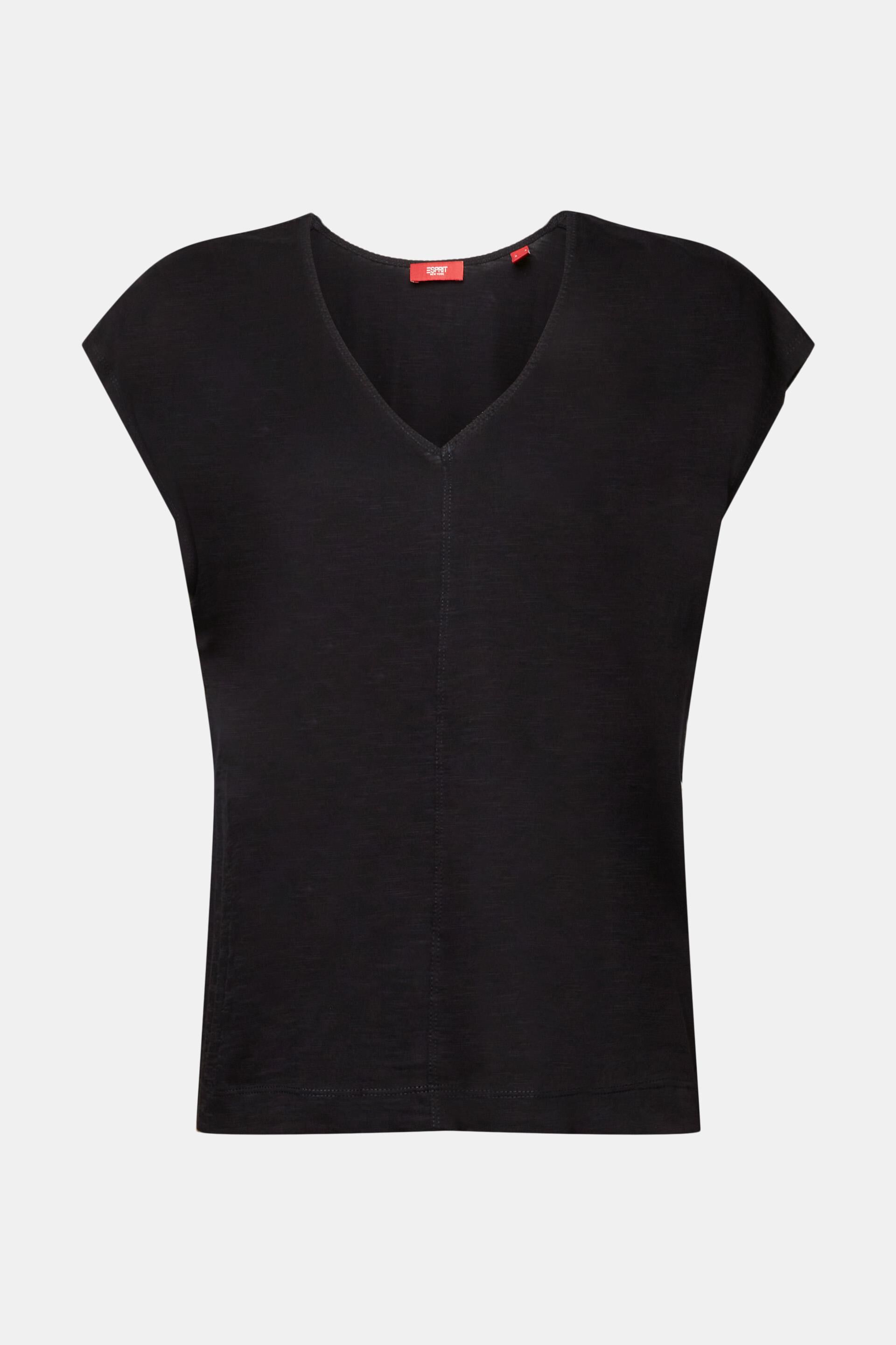 Esprit mit V-Ausschnitt 100 Baumwolle T-Shirt Ziernaht, % und