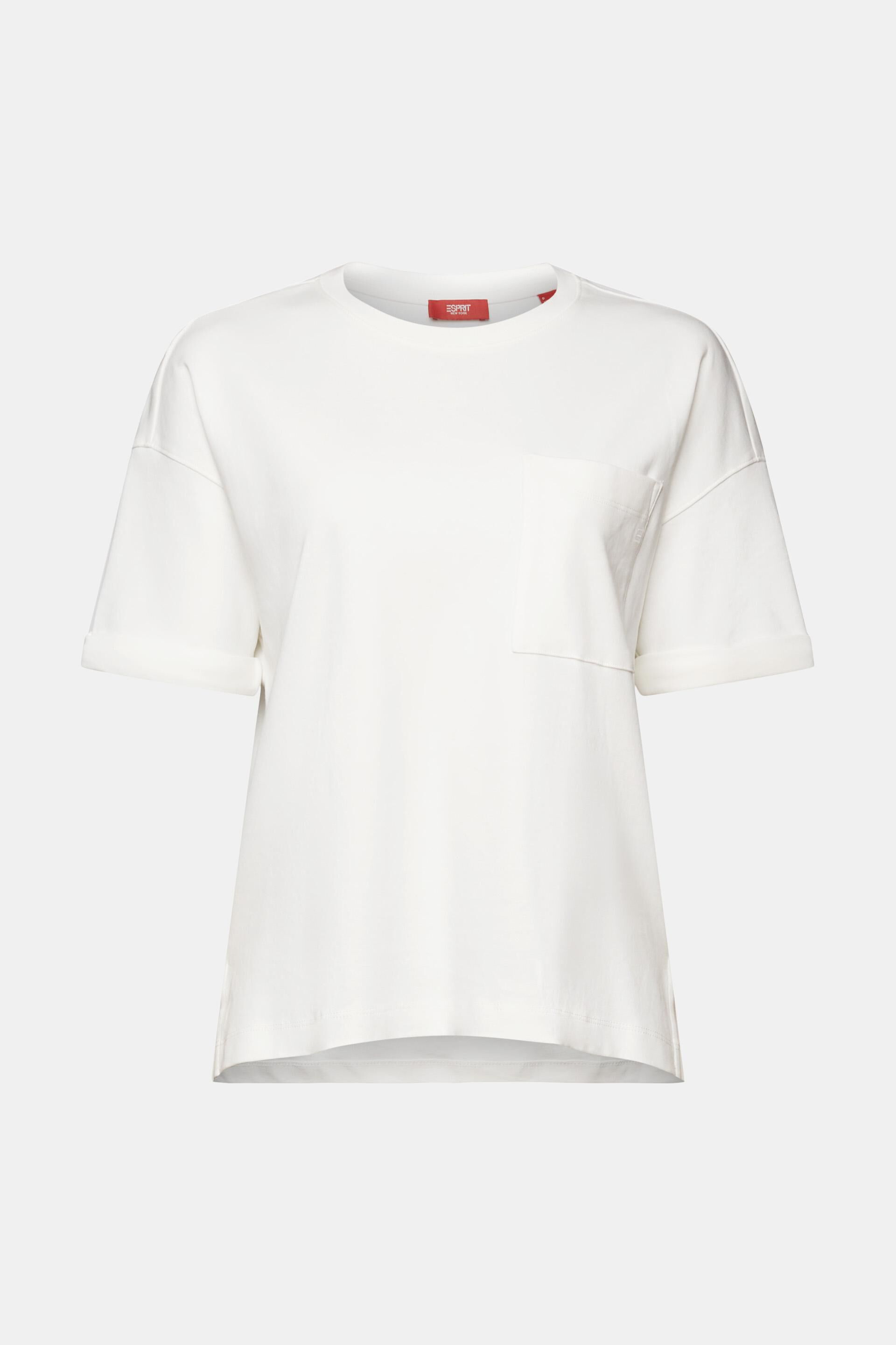 Esprit Damen Übergroßes T-Shirt mit aufgesetzter Tasche