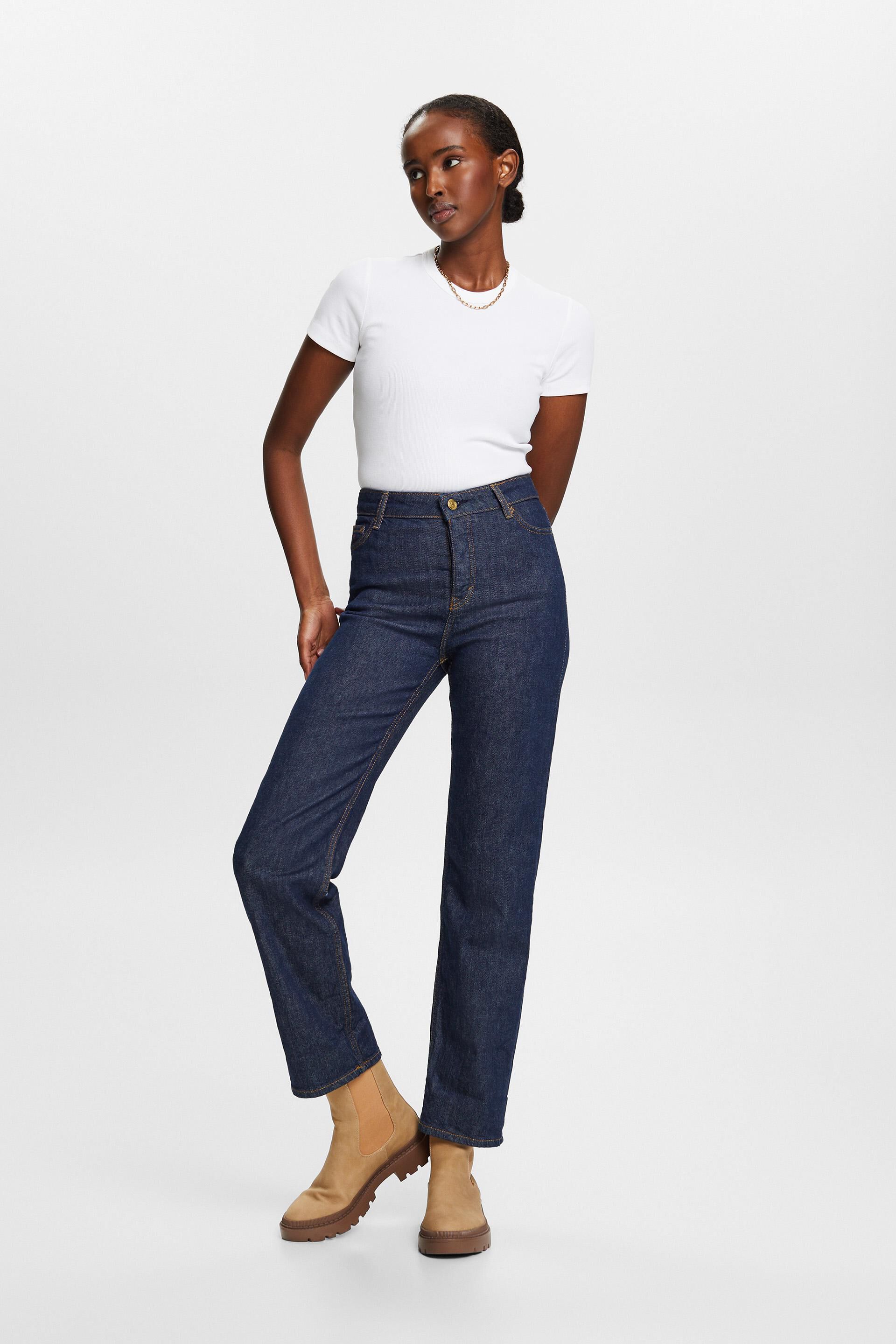 Esprit Damen Retro straight leg jeans with selvedge