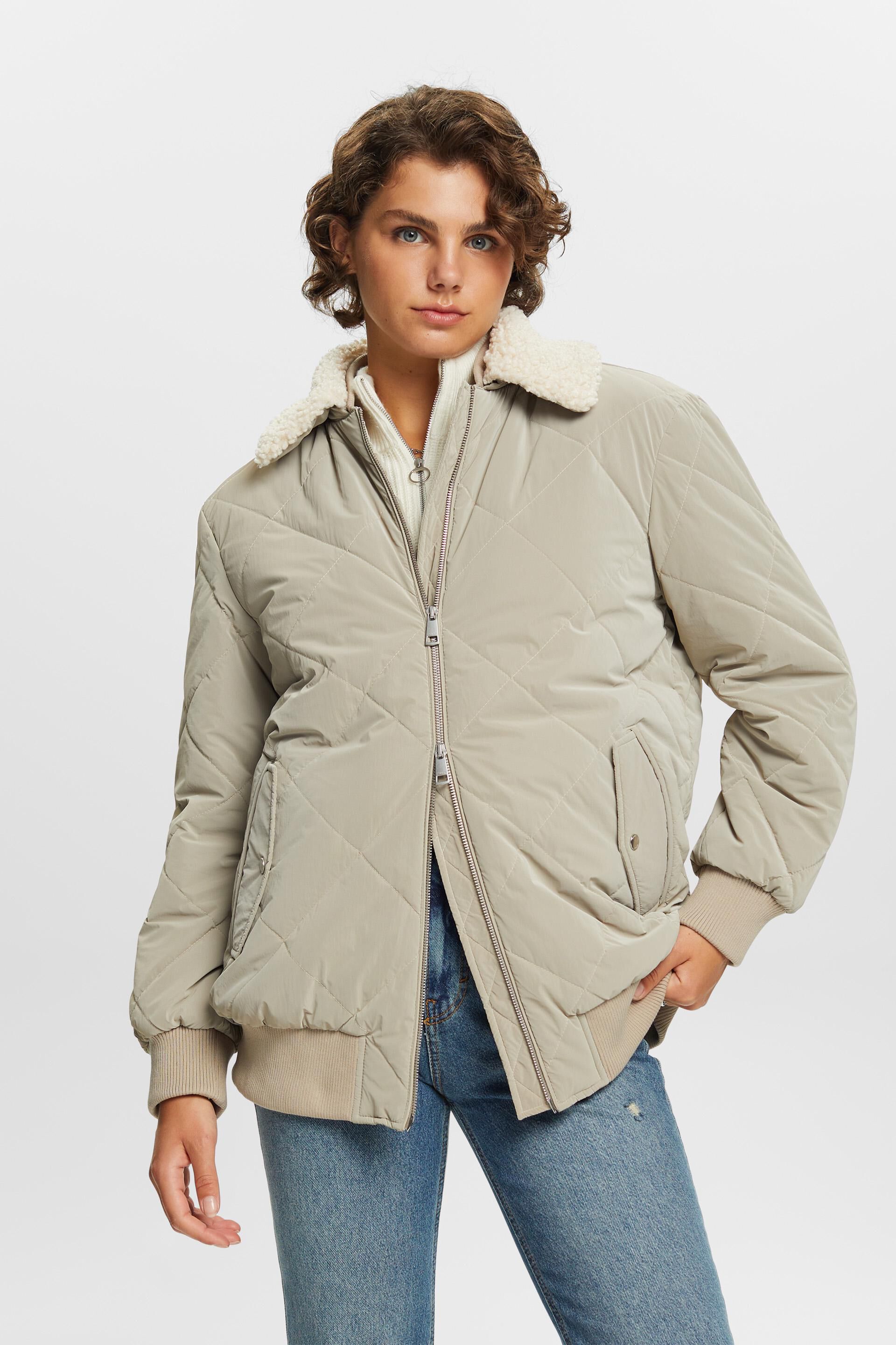 Esprit Damen Padded bomber jacket with teddy fur