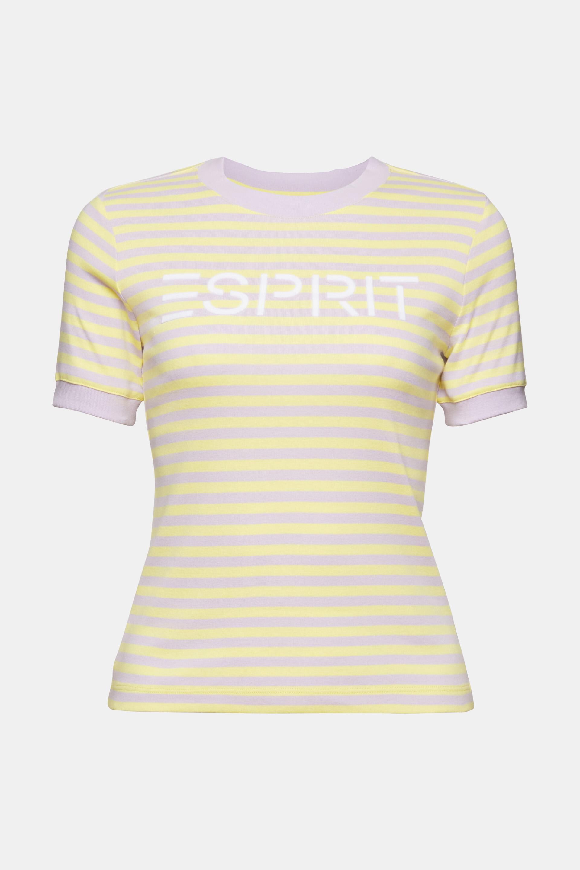 Esprit mit Gestreiftes Logo-Print Baumwoll-T-Shirt