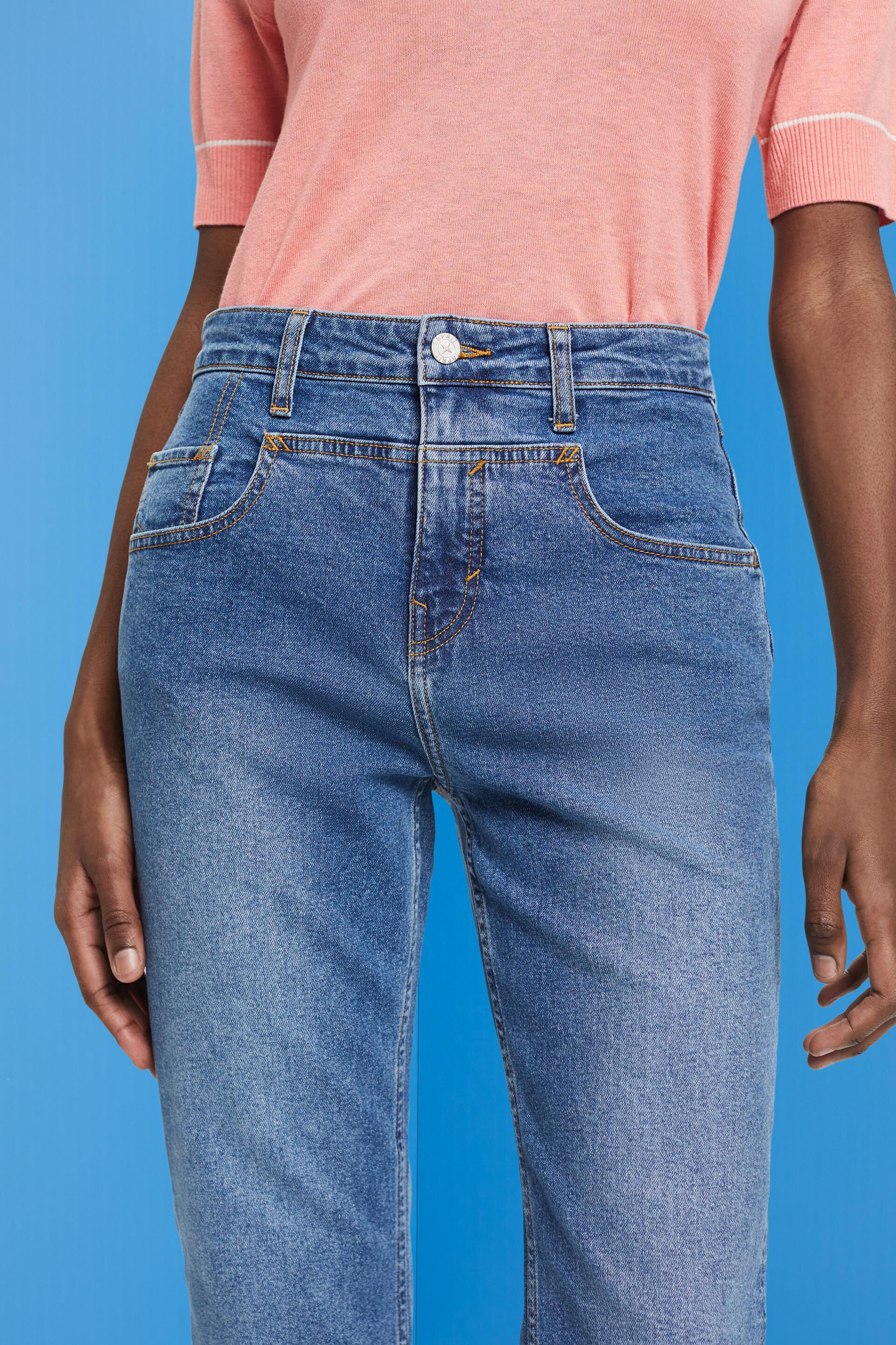 Esprit Damen Bootcut-Jeans mit markanter Passe