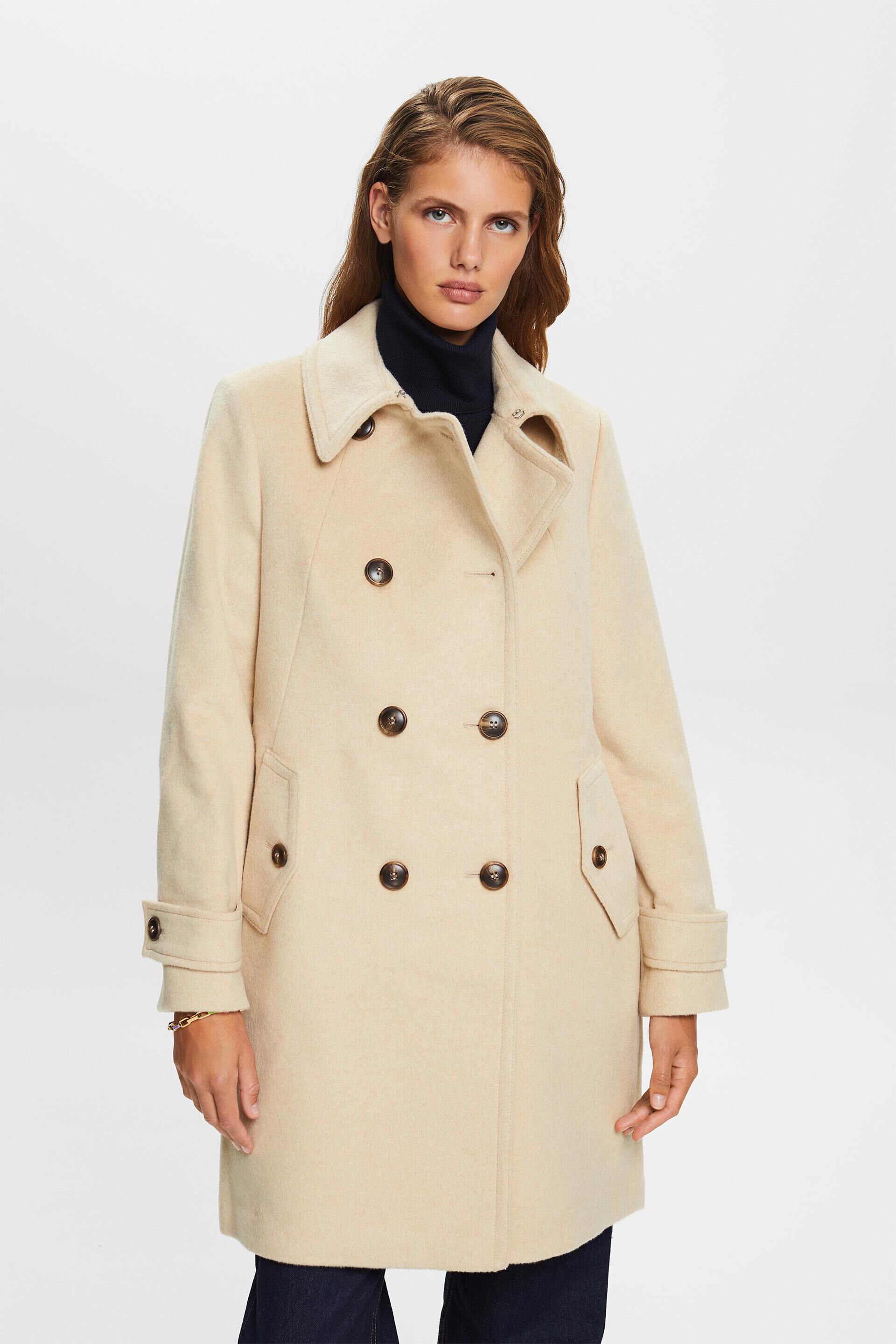 Esprit Damen Recycelt: wool blend coat cashmere with