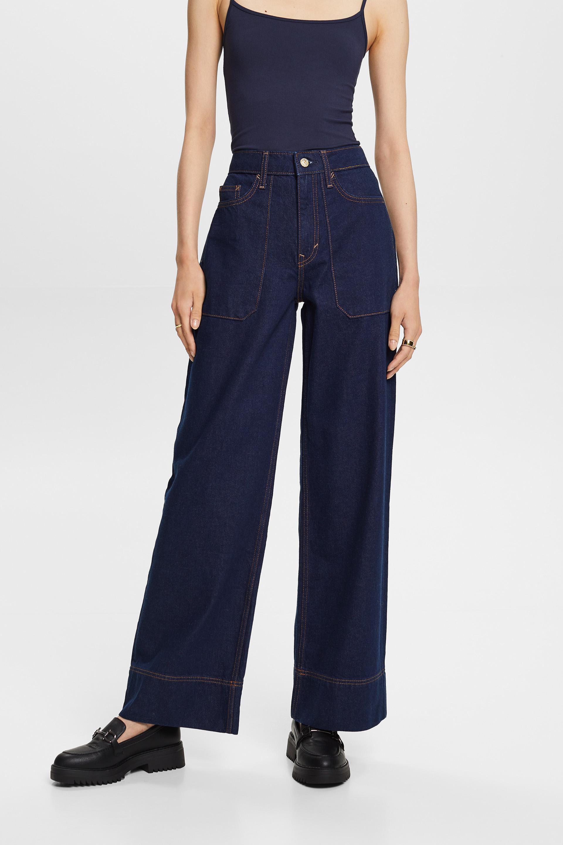 Esprit Damen Retro-Jeans mit weitem Bein, 100 % Baumwolle