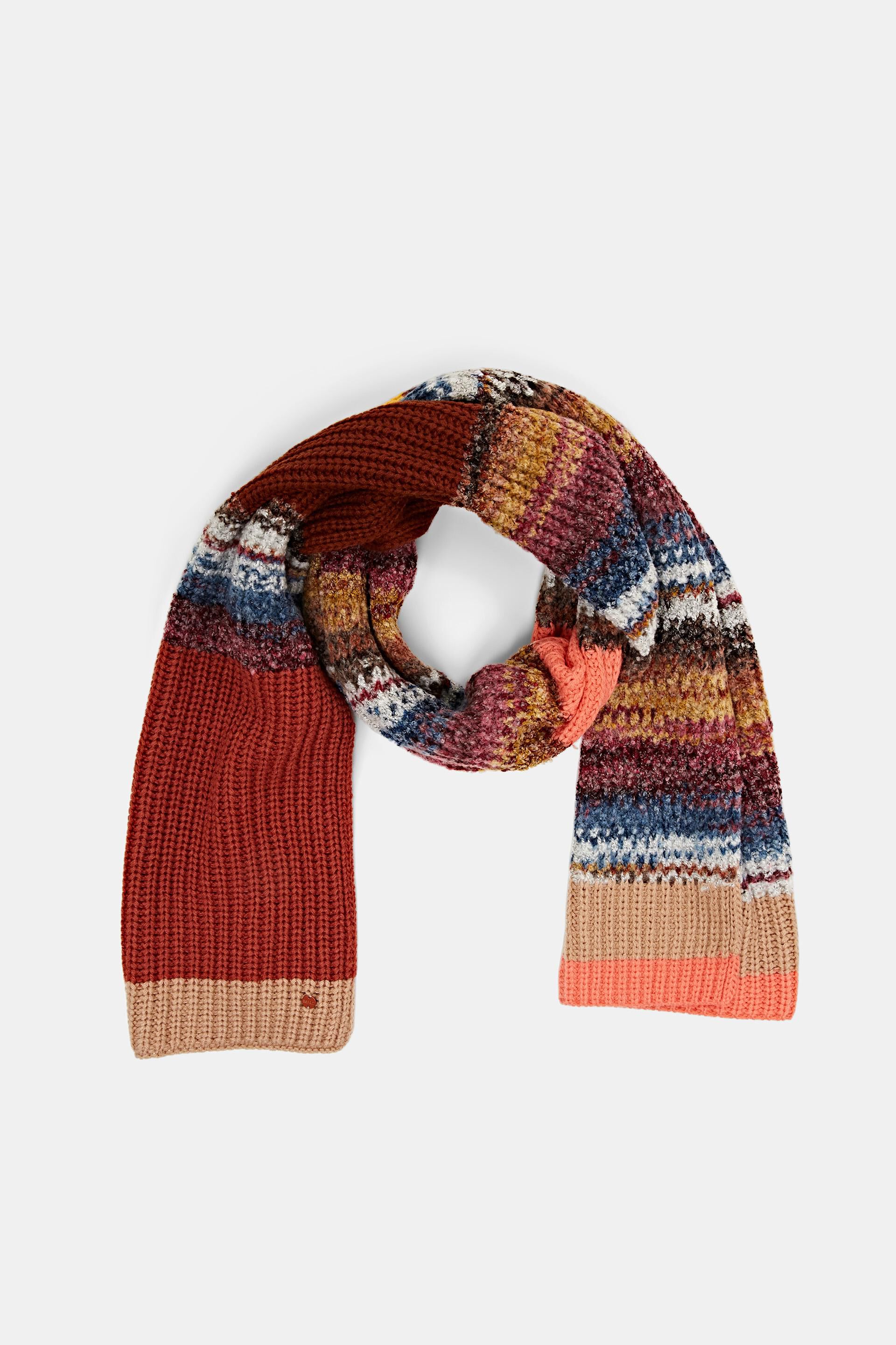 Multi-coloured knit scarf, wool blend