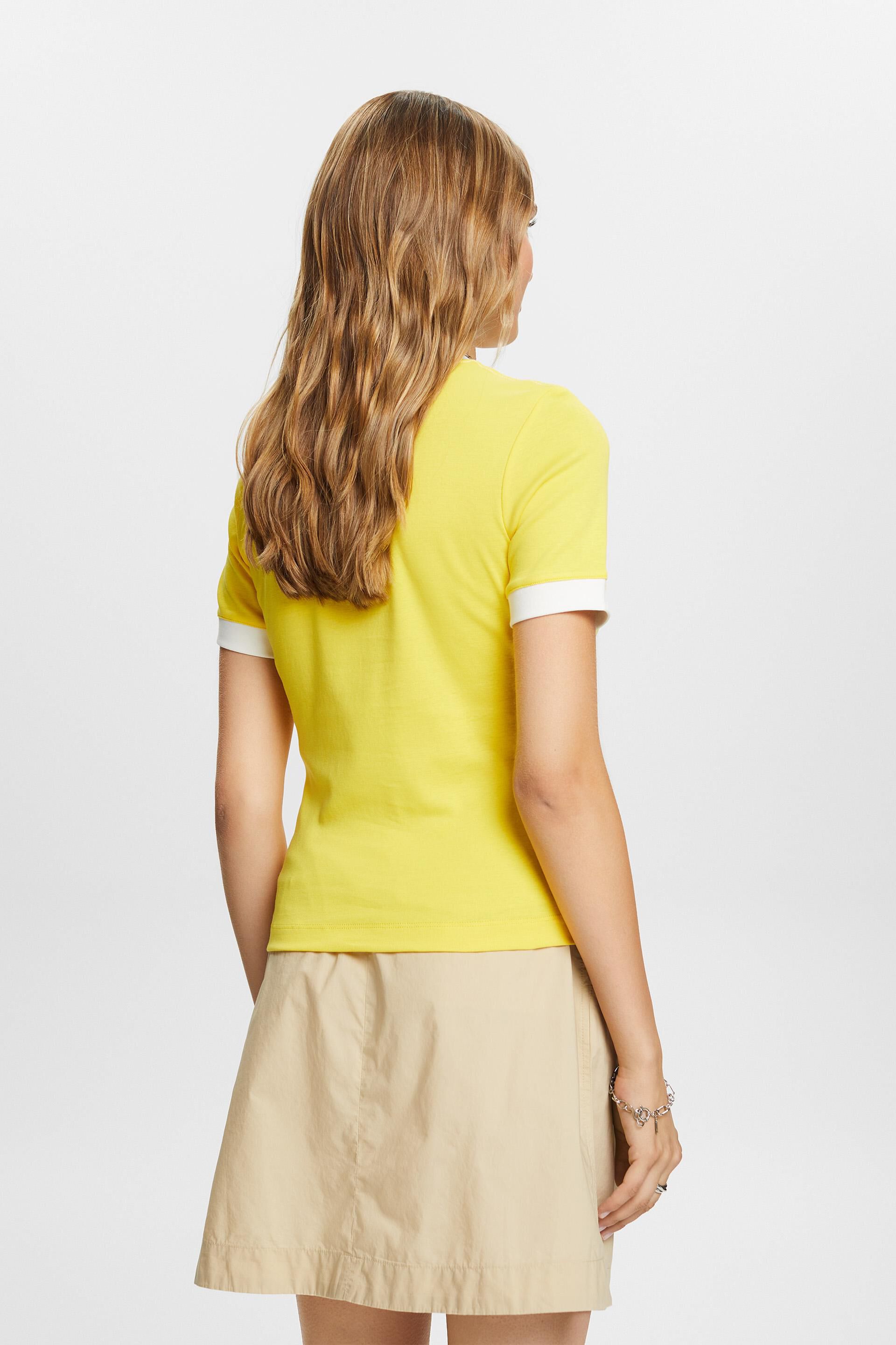 Esprit Damen T-Shirt aus mit Baumwolljersey Logo