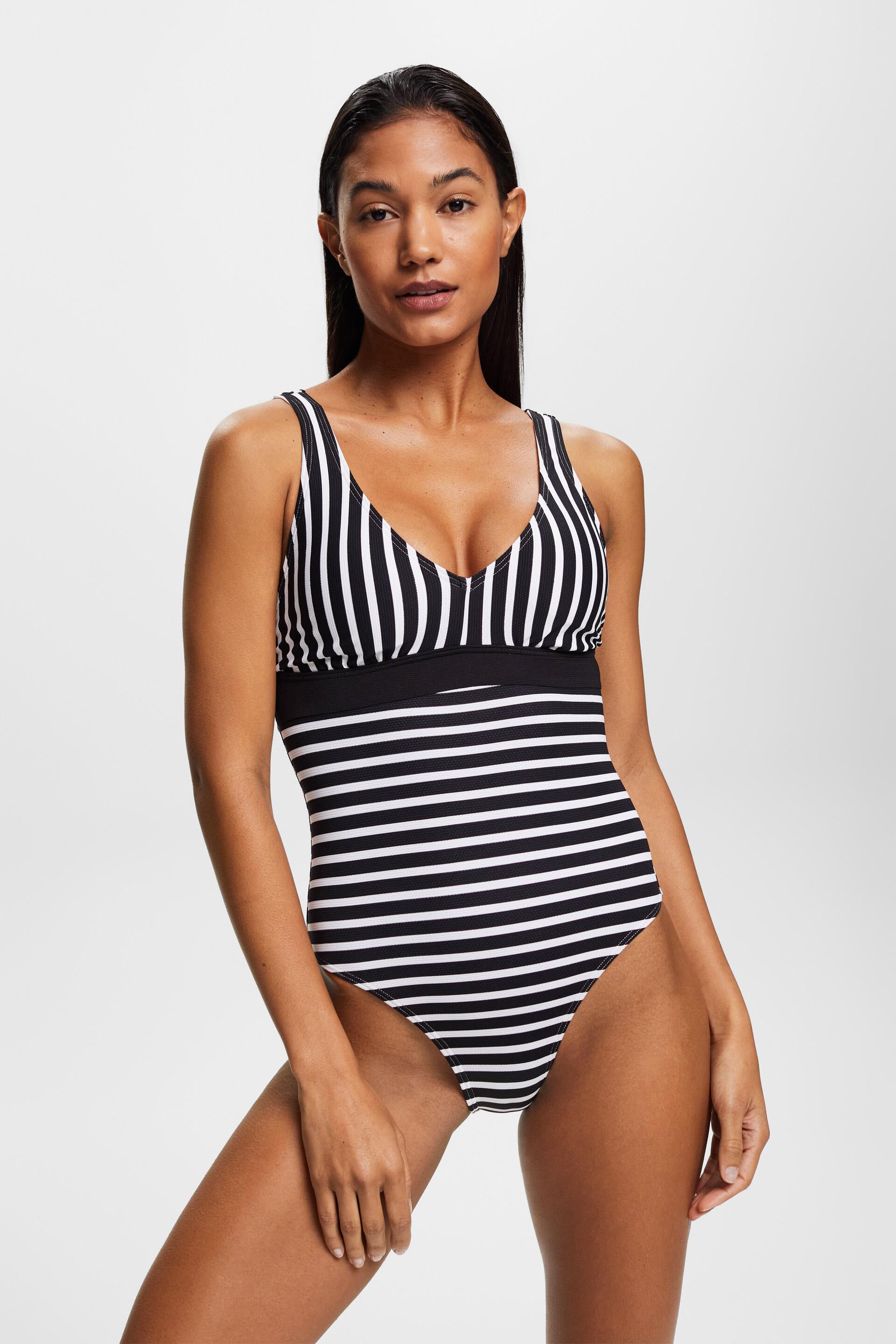 Esprit Sale Striped swimsuit