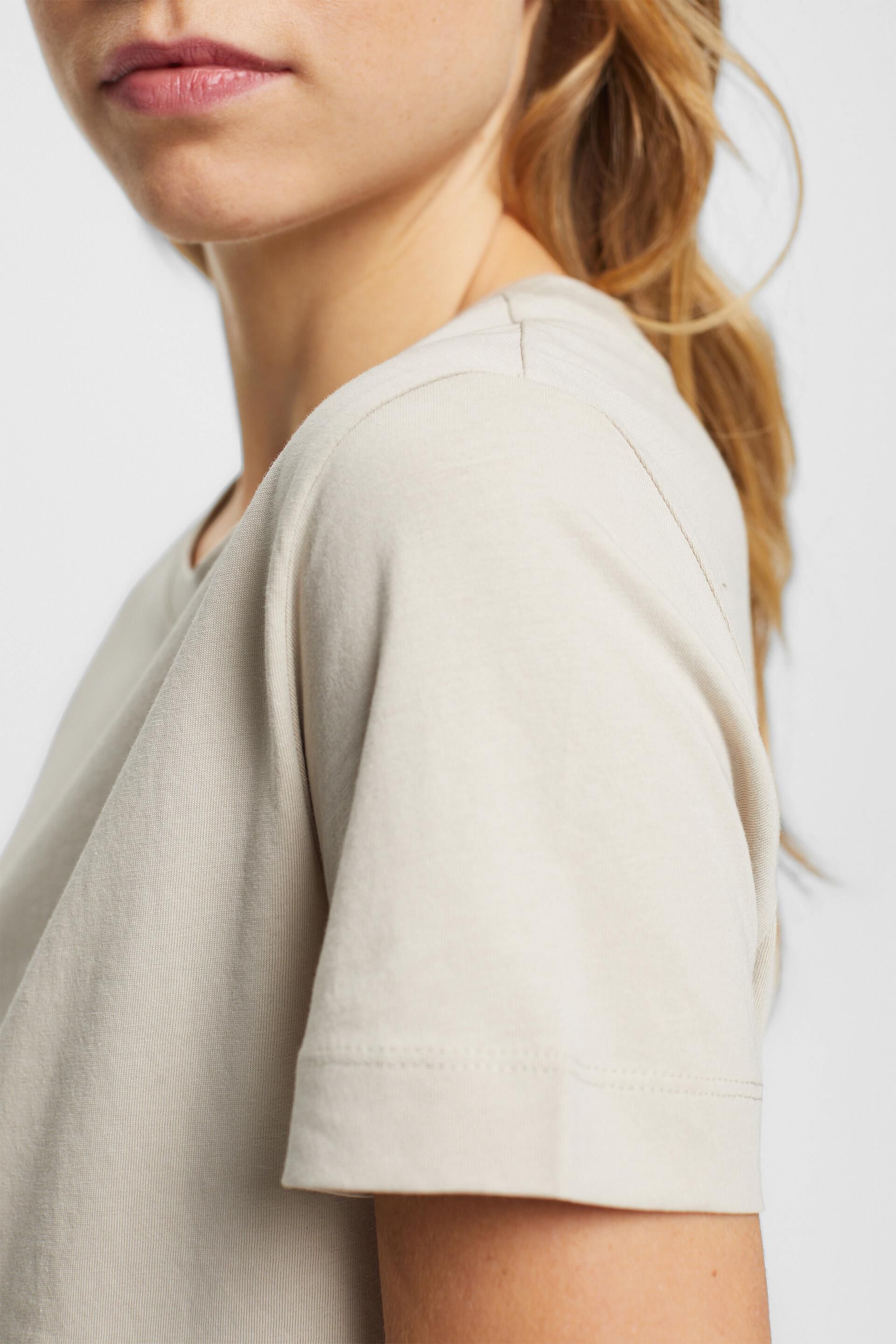 Esprit aus mit Rundhalsausschnitt T-Shirt Baumwolle