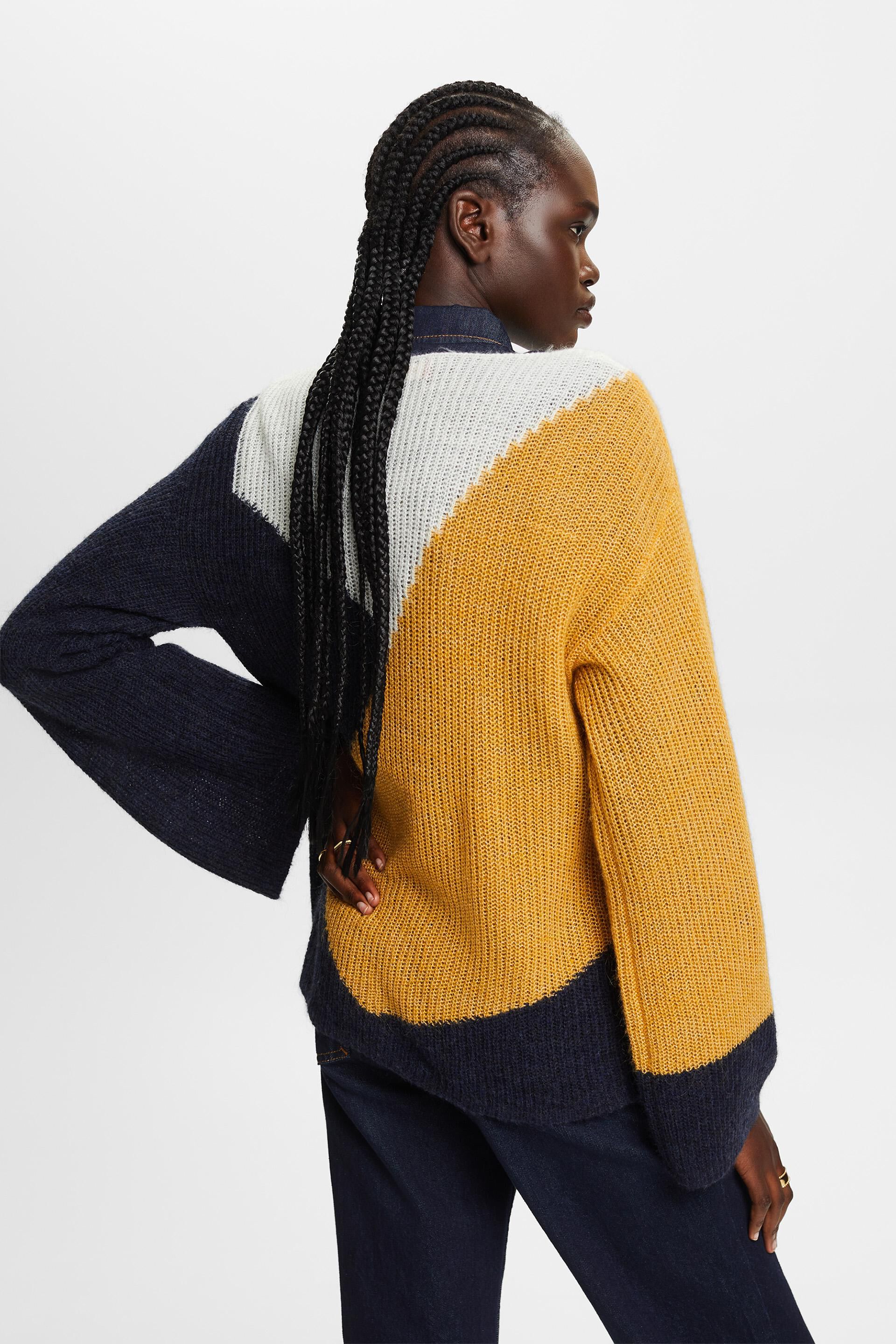 Esprit Damen Colourblock-Pullover aus Wollmischung