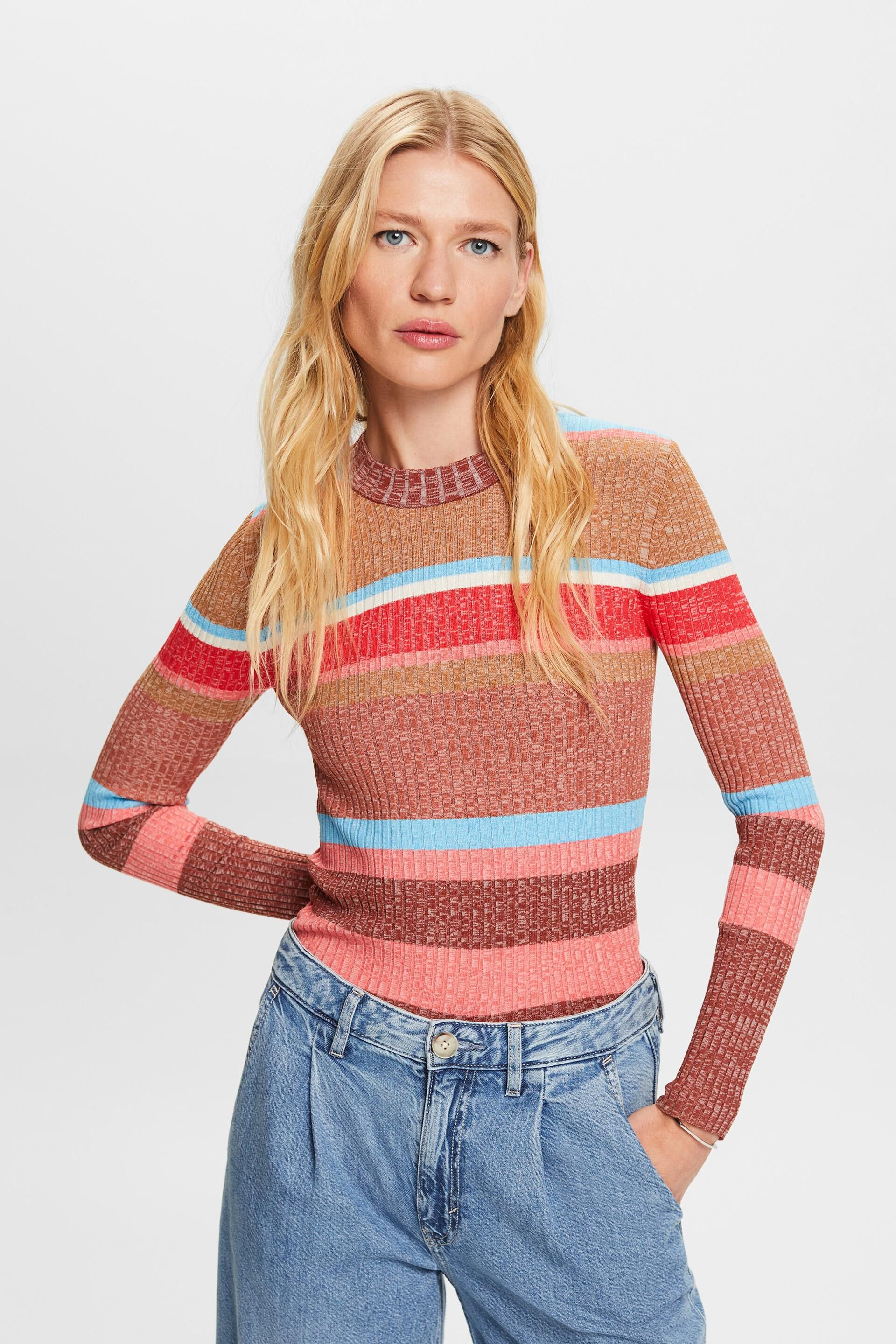 Esprit LENZING™ rib jumper, knit ECOVERO™ Striped