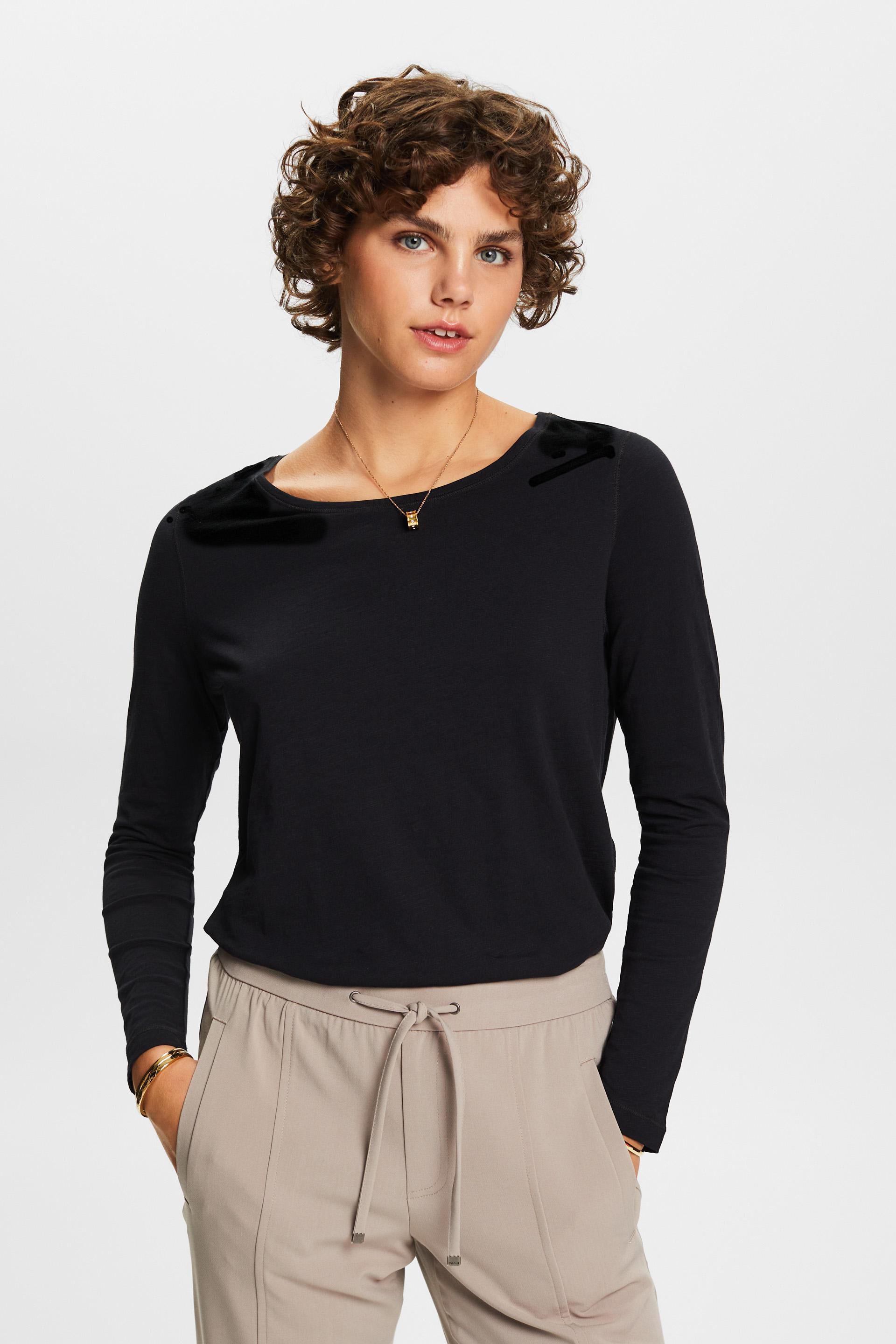 Esprit Baumwolle Jersey-Langarmshirt, 100 %
