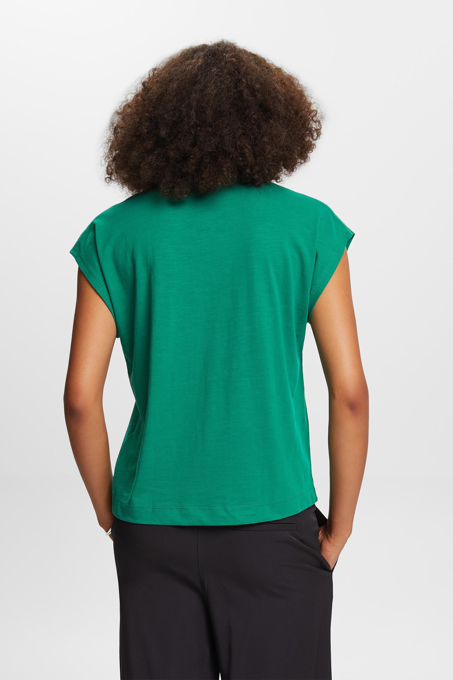 Esprit und mit Baumwolle Ziernaht, 100 % T-Shirt V-Ausschnitt