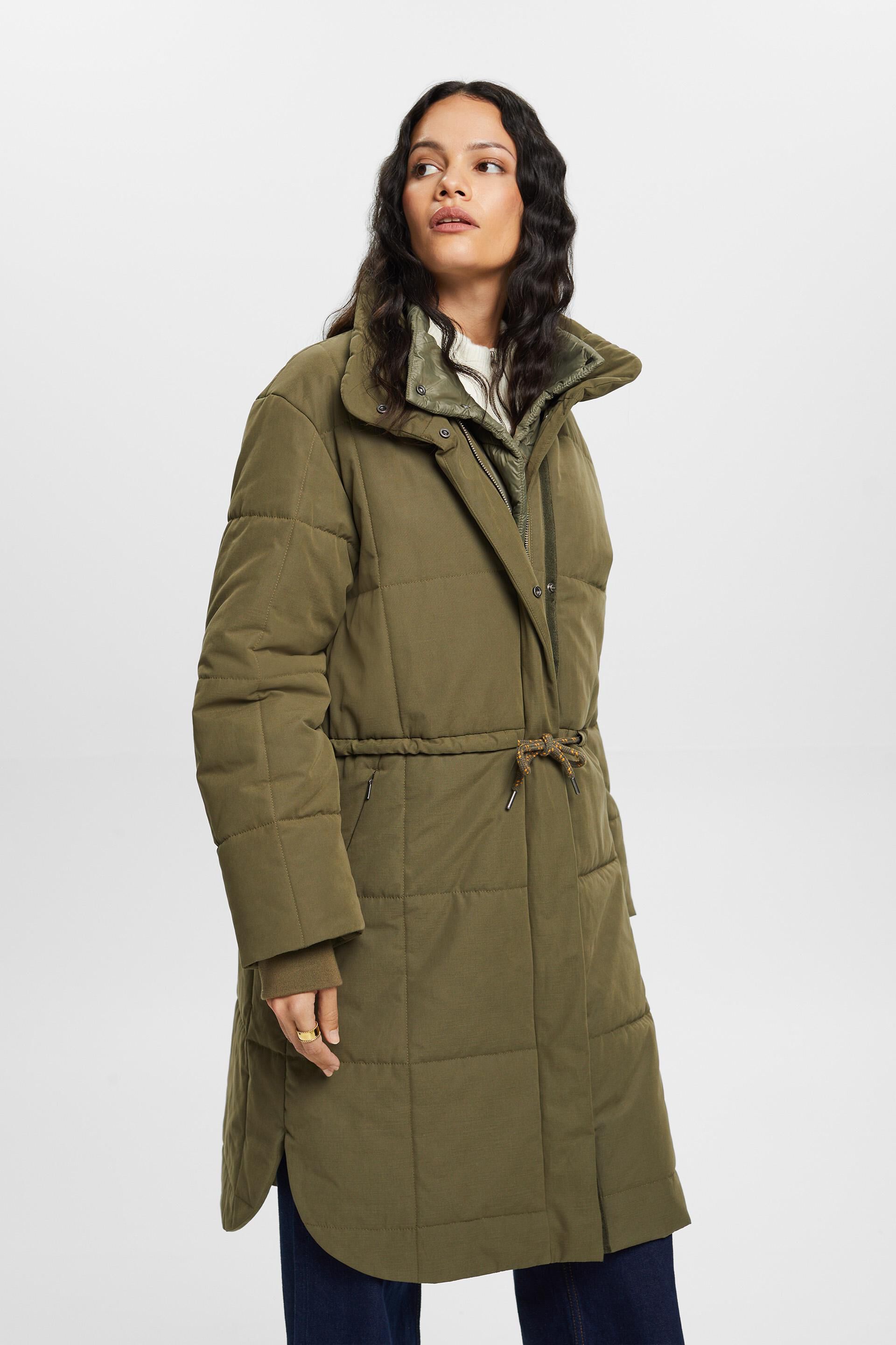 Esprit Damen Recycled: quilted coat with fleece lining