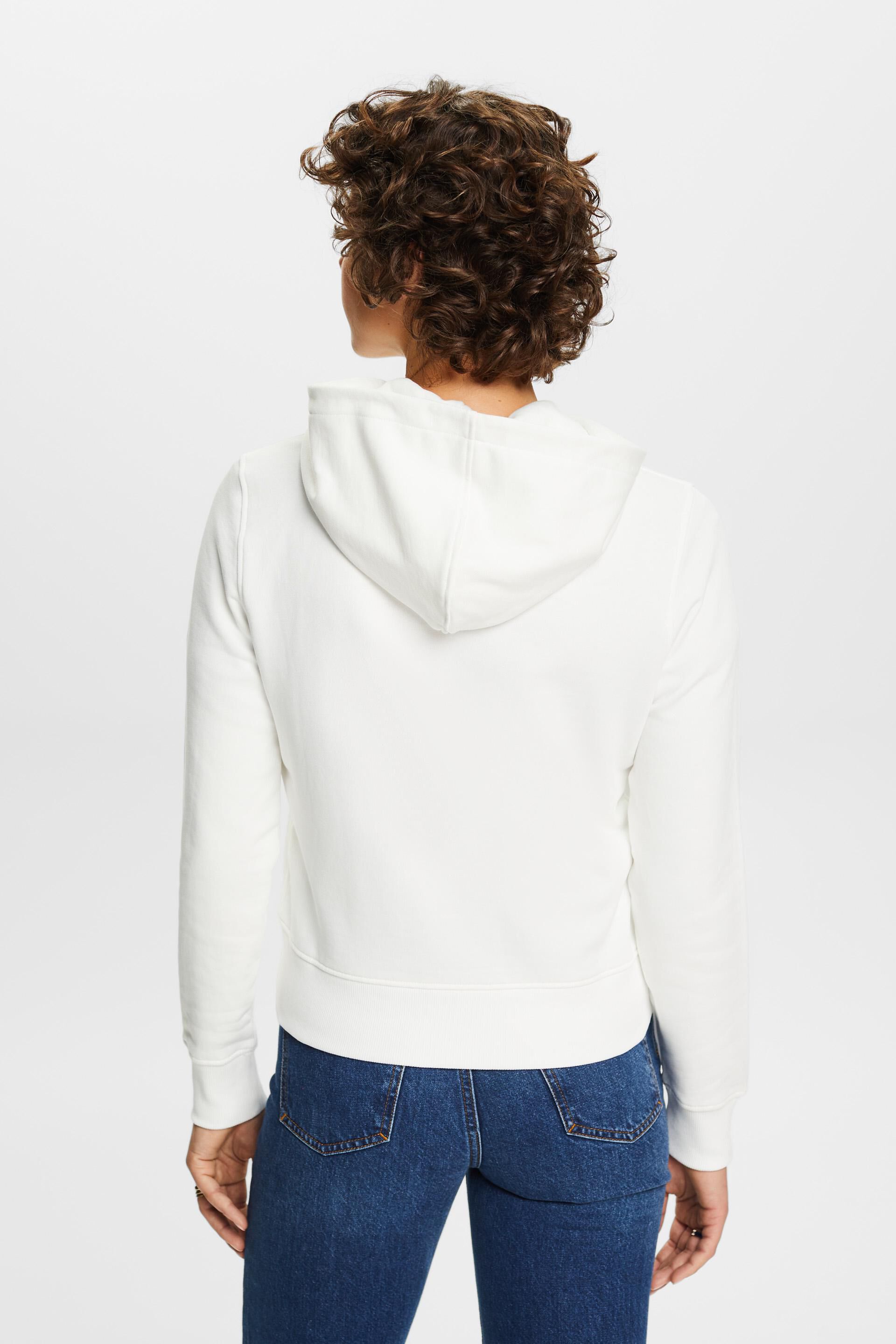 Esprit Damen Kapuzenpullover mit aufgesticktem Logo, Bio-Baumwolle