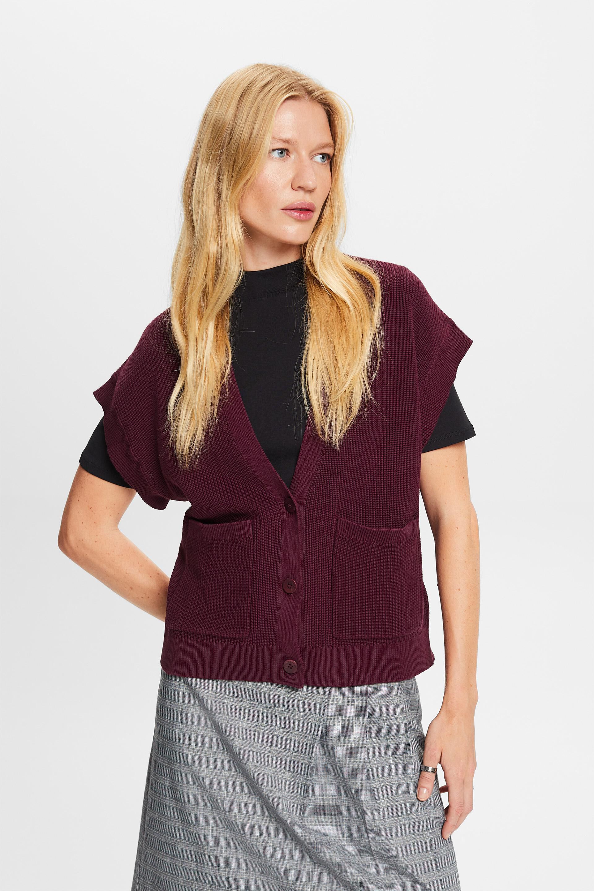 Esprit Sleeveless cardigan, cotton 100%