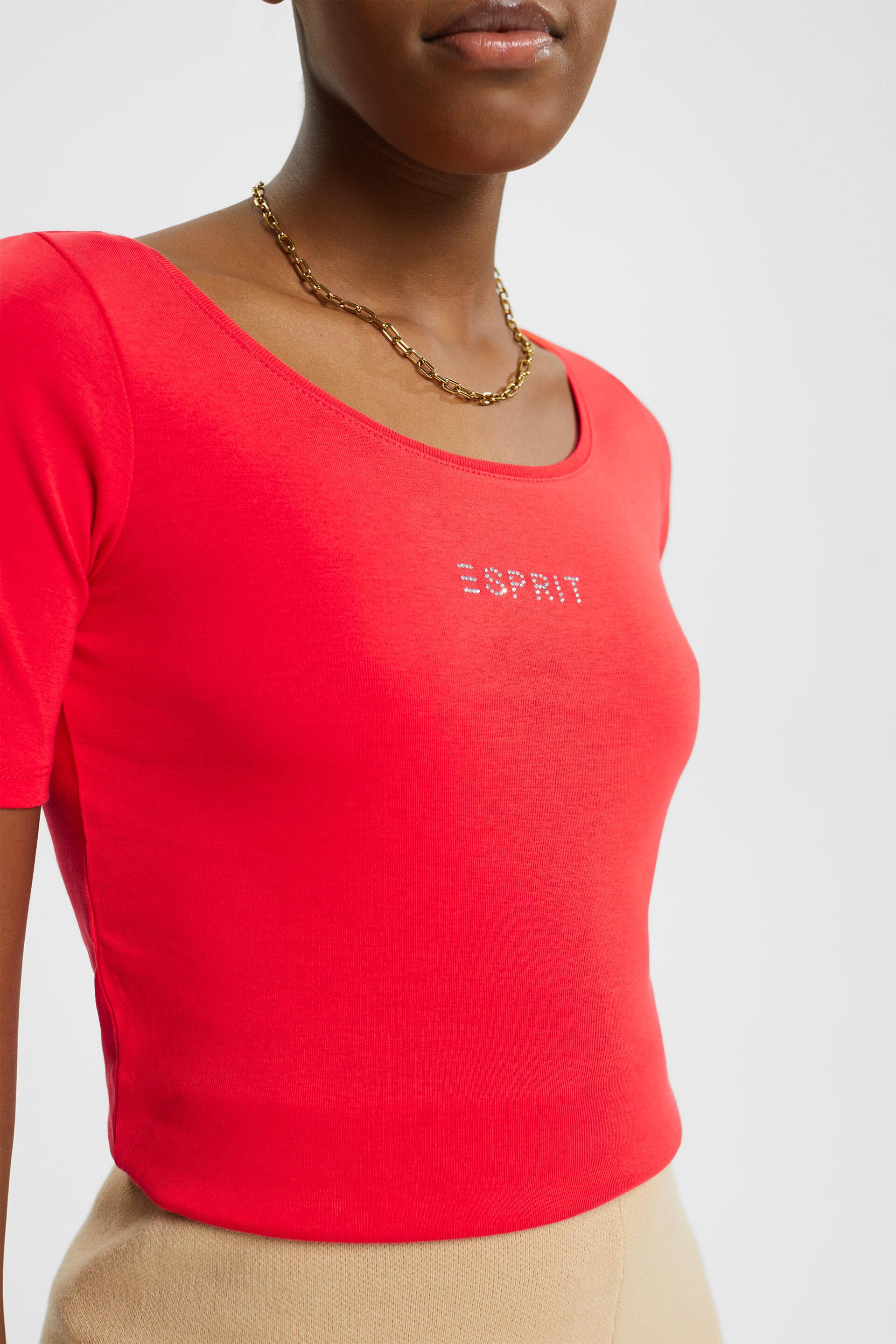 Esprit Damen T-Shirt mit Strass-Logo