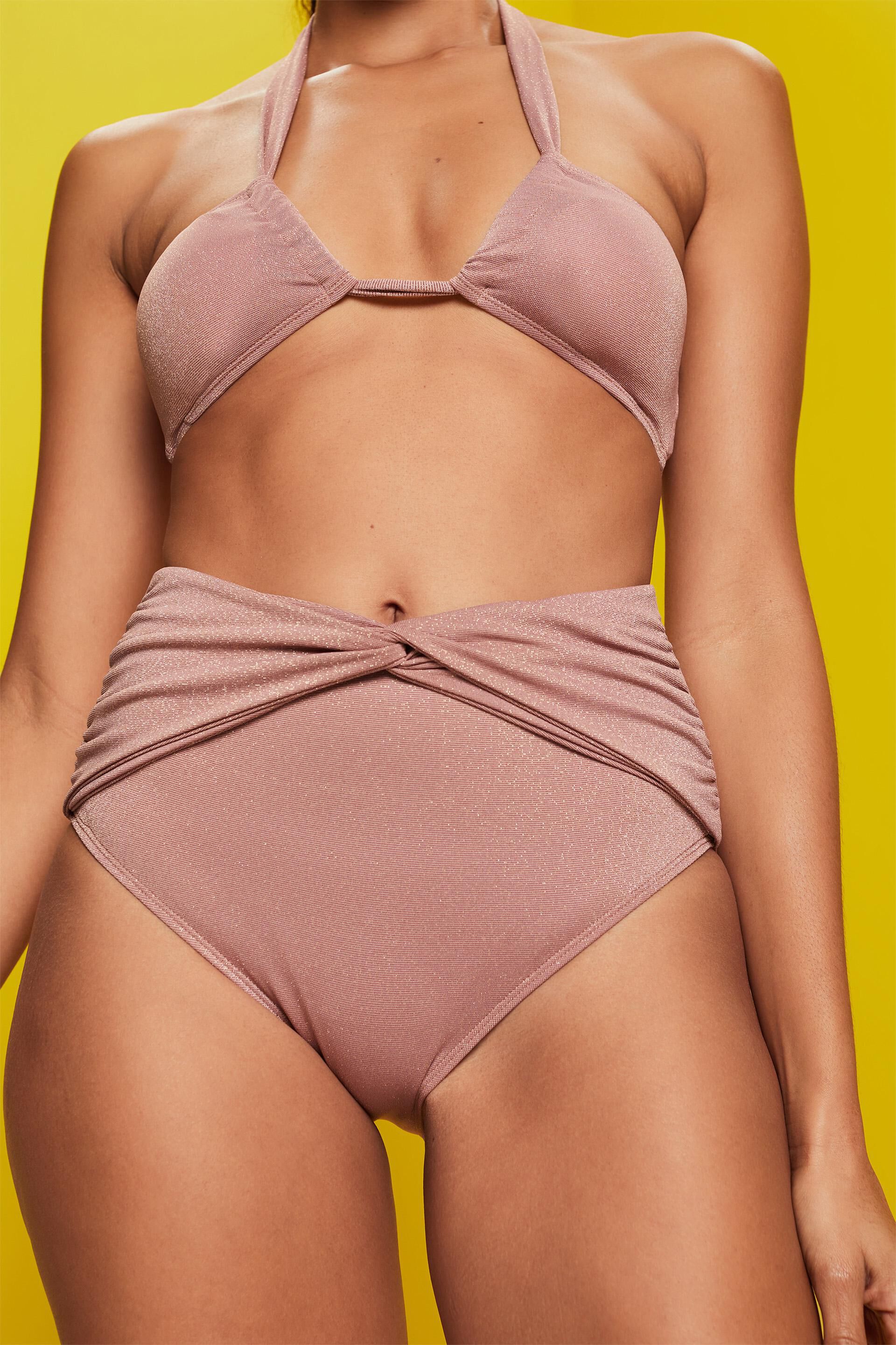 Esprit Sale Recycelt: glitzernde Bikinihose hohem Bund mit