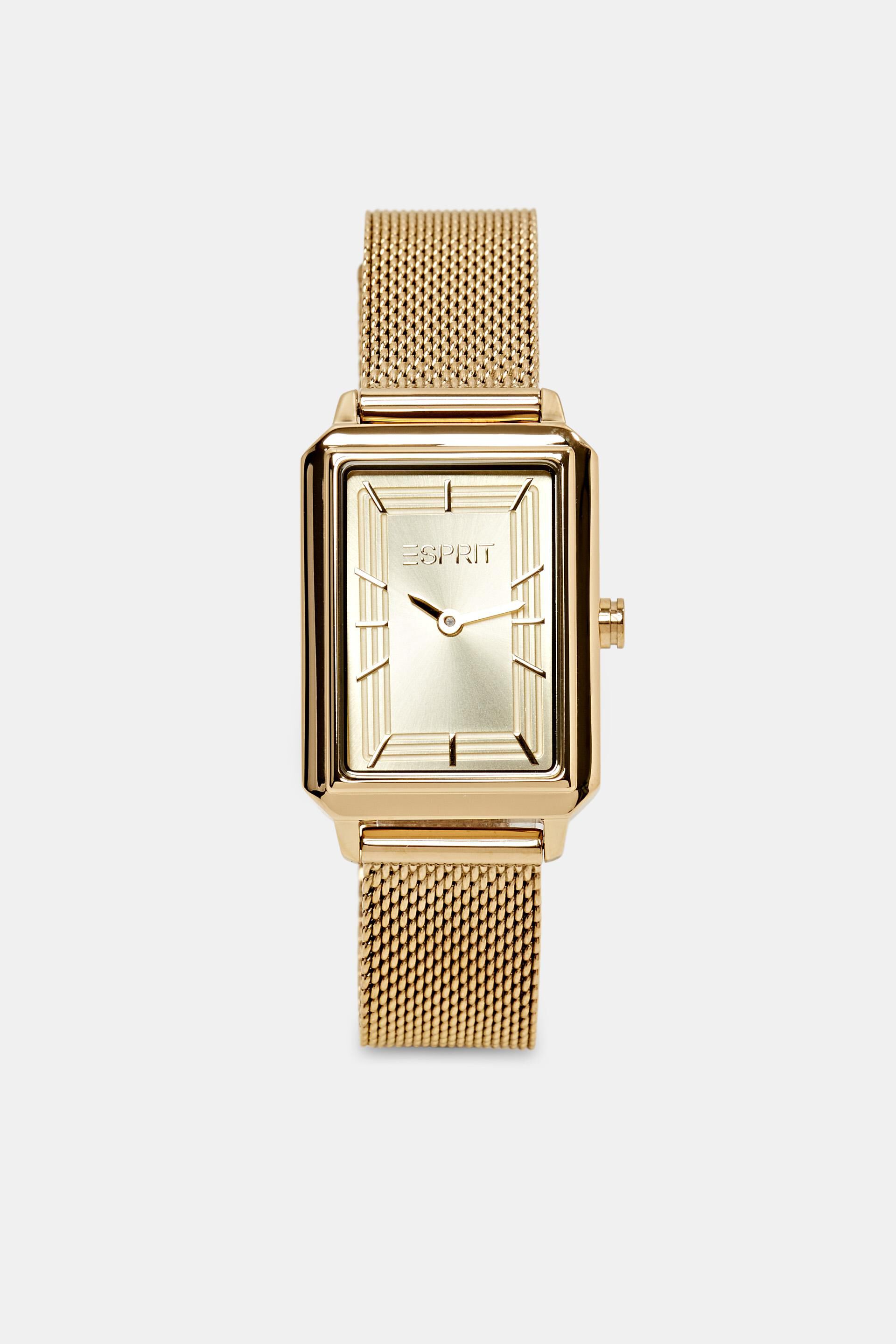 Square-shaped watch with a mesh strap