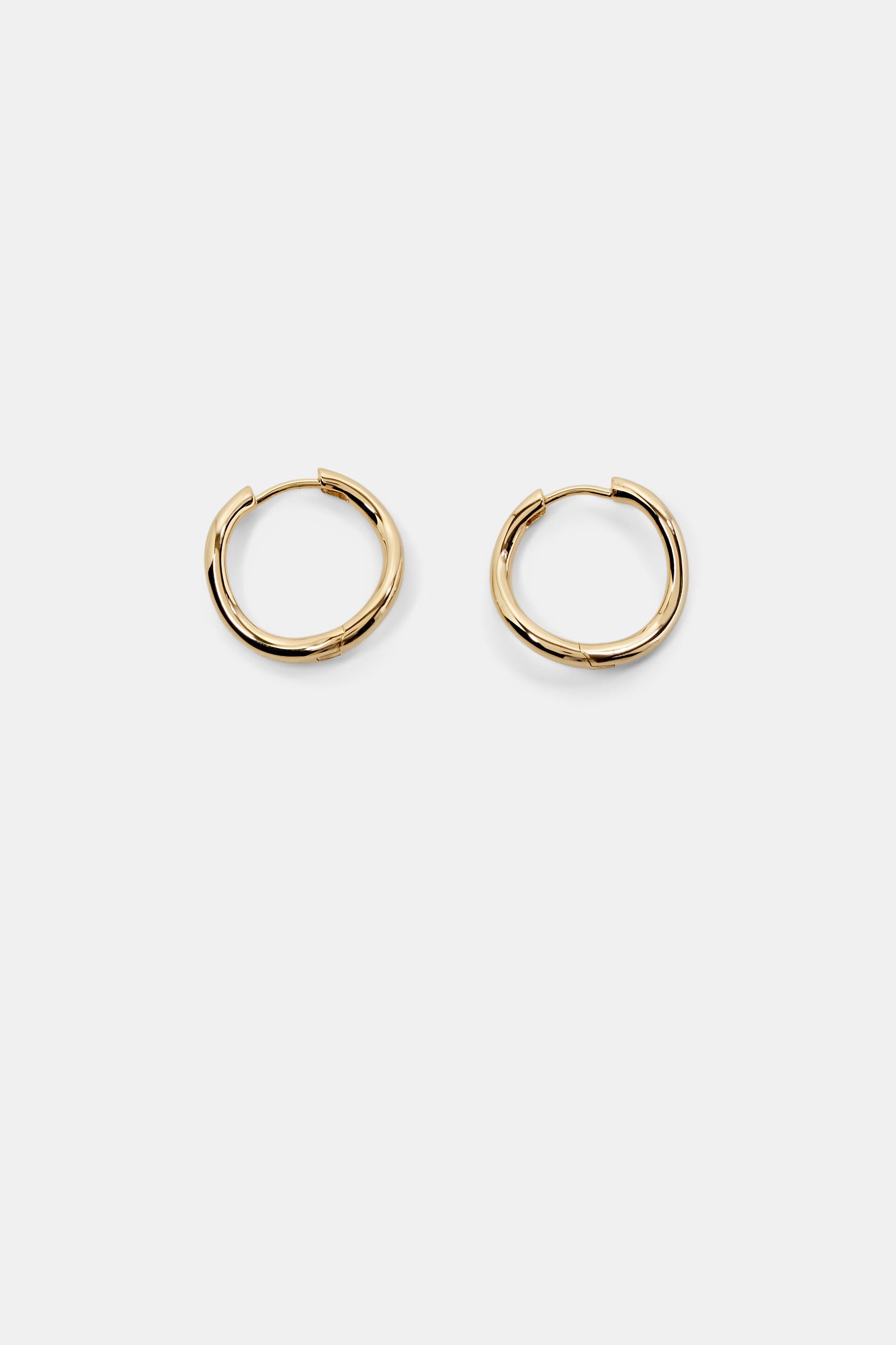 Esprit Online Store 18K Gold-Plated Wave Hoop Earrings