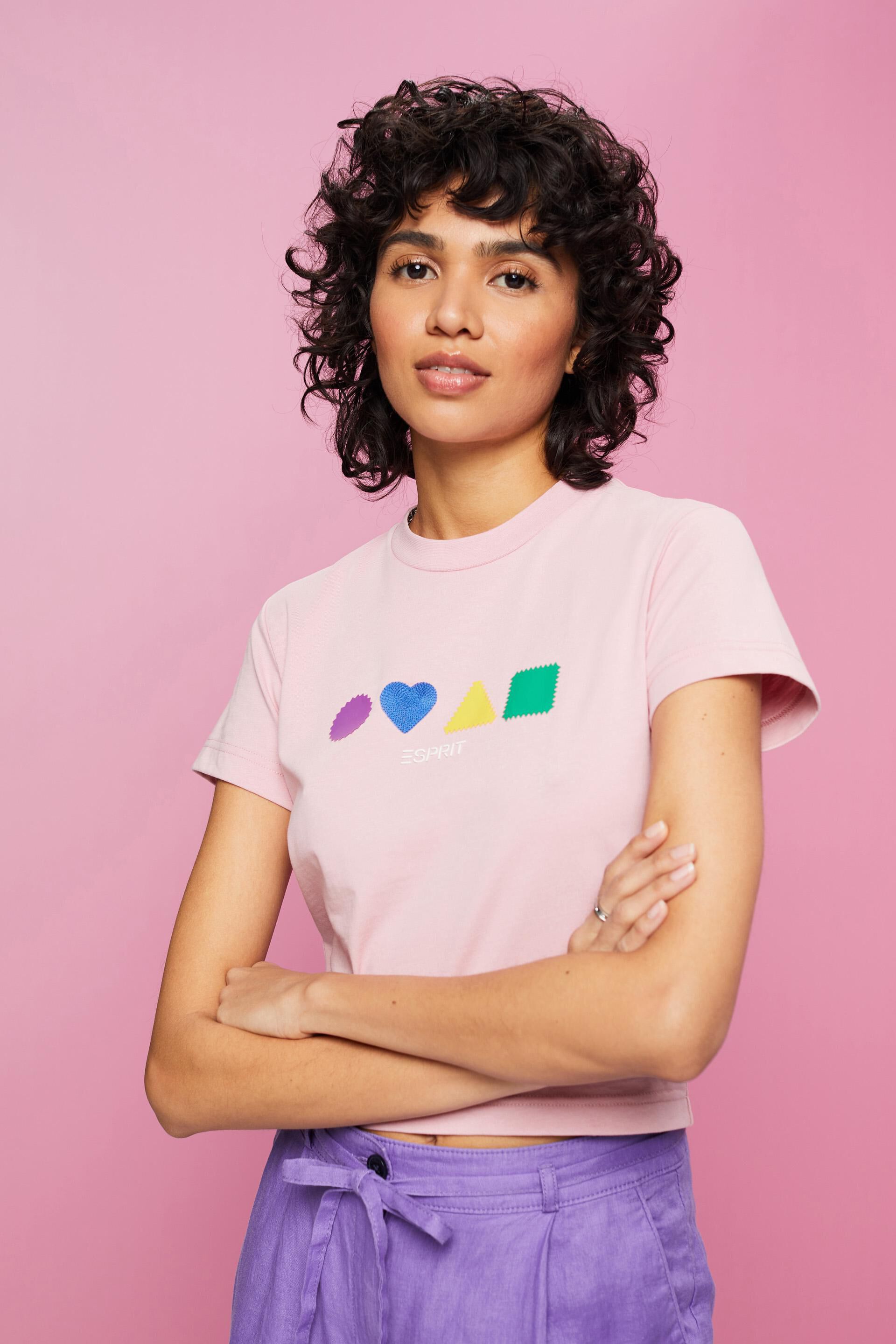 Esprit Damen Geometric Organic Cotton T-Shirt