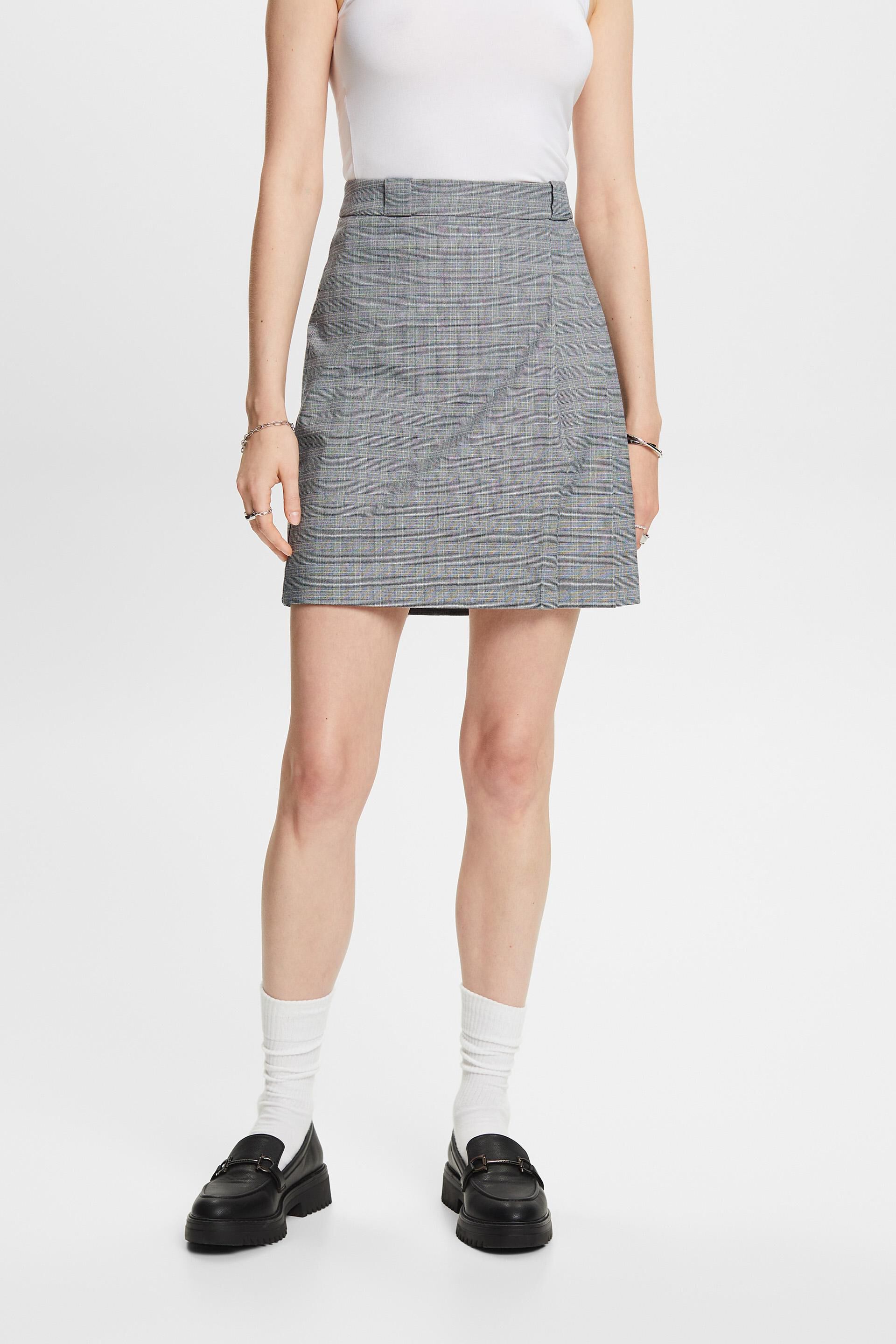 Esprit Damen Mix & Match: Pleated and checked mini skirt
