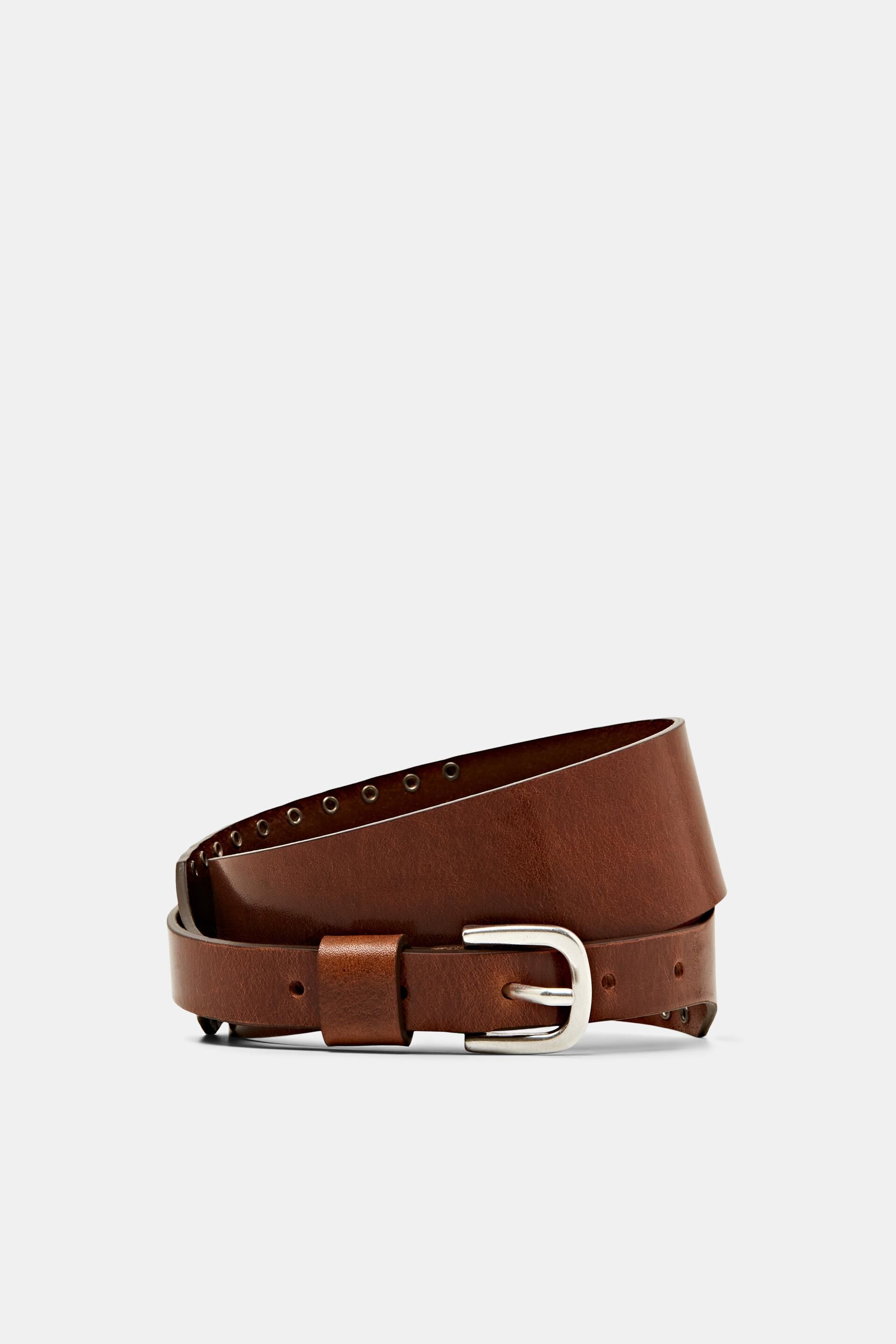 Esprit Online Store Waist belt with studs, 100% real leather