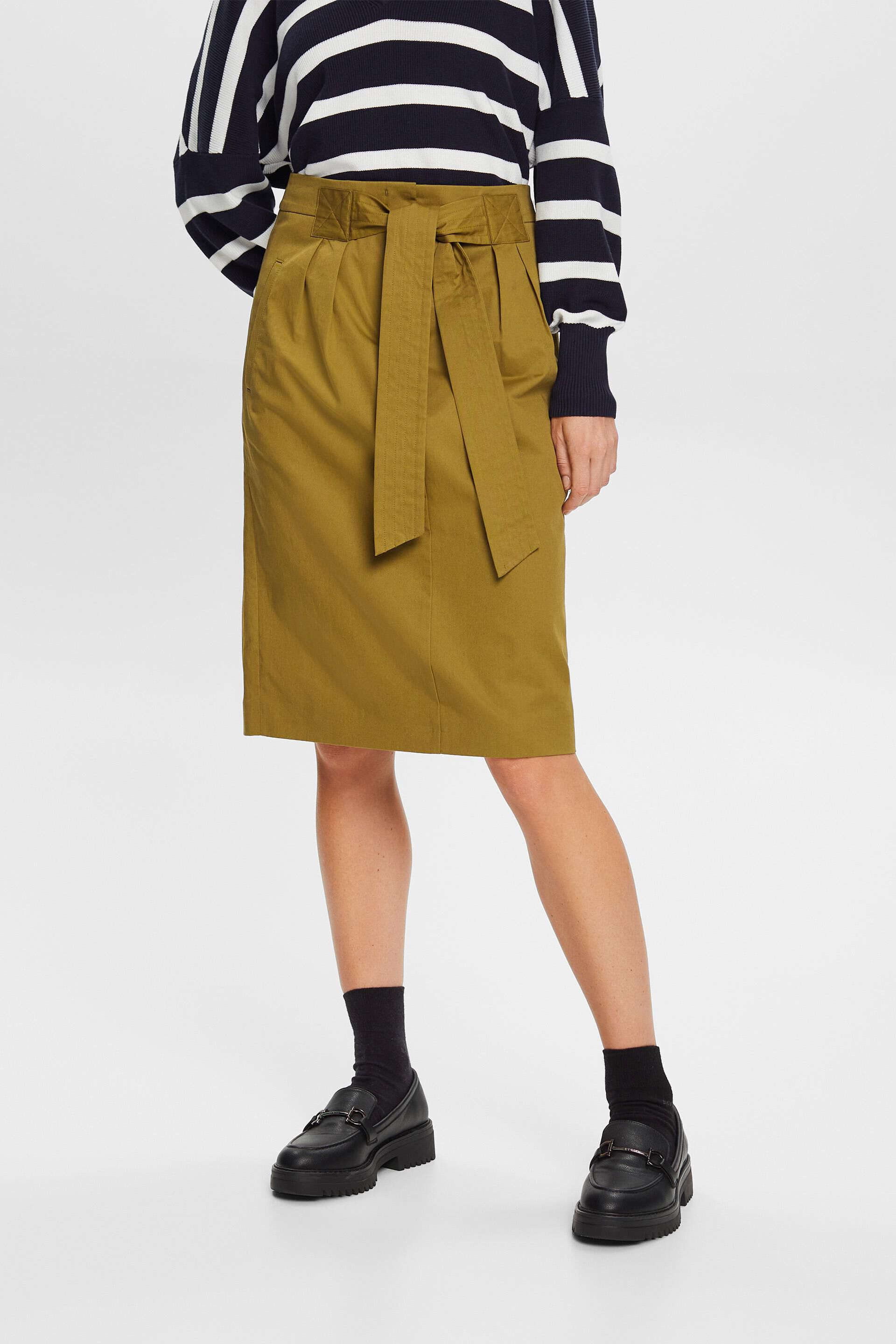 Esprit knee Belted 100% length cotton skirt,