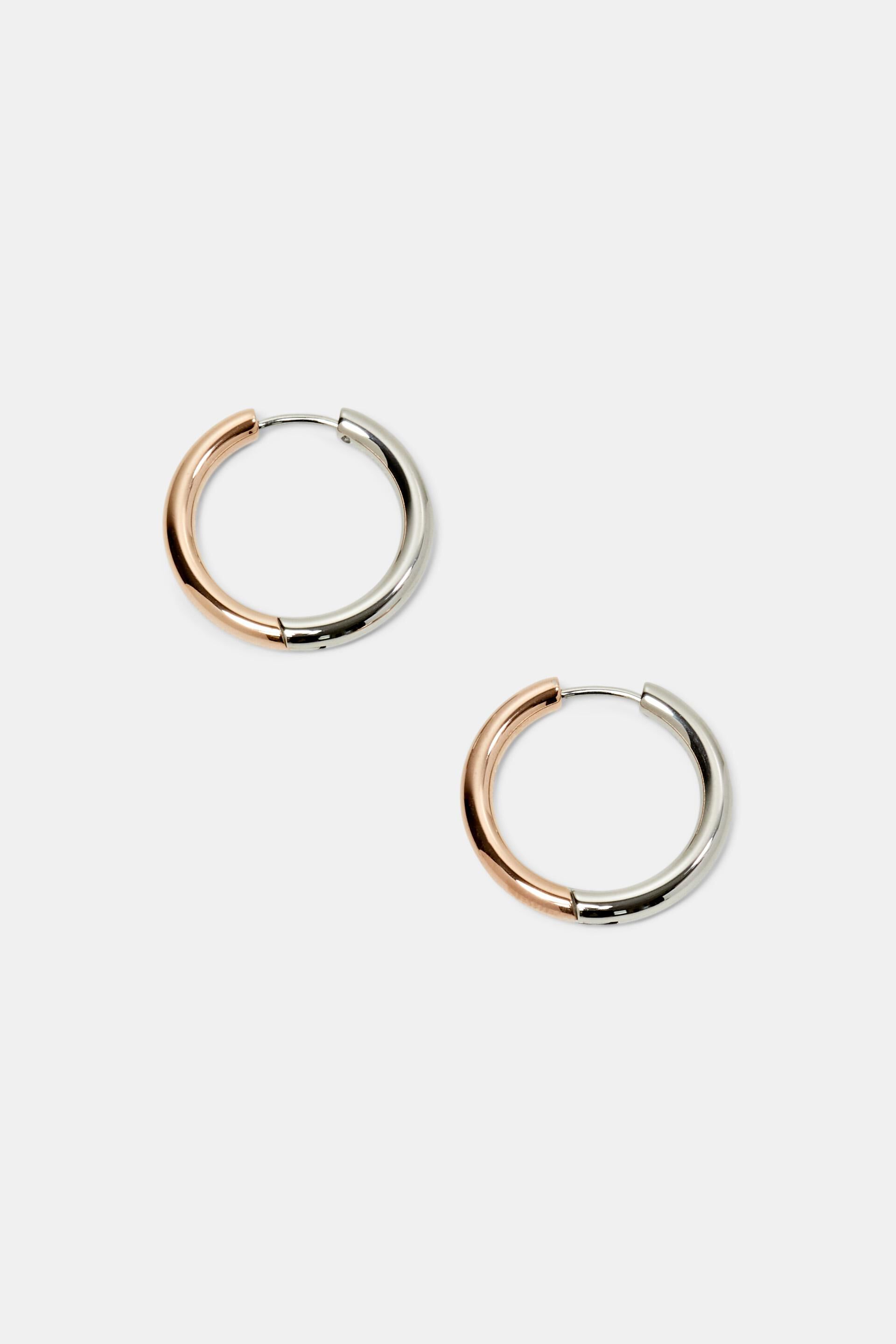 Esprit hoop steel earrings, stainless Bi-color